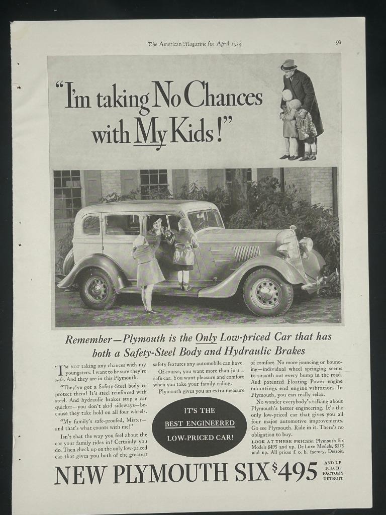 Magazine Ad - 1934 - Plymouth Six Sedan