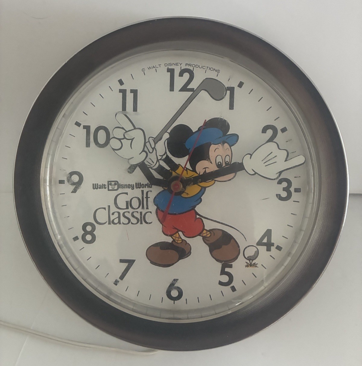 Vintage Walt Disney World Mickey MouseGolf Classic Wall Clock Electric *sound