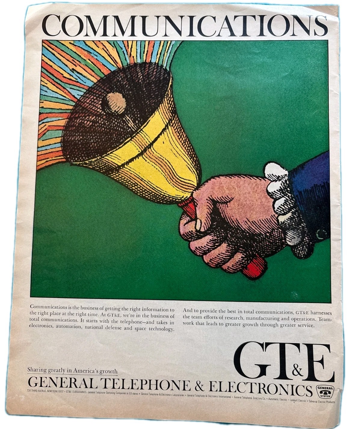 1965 GTE General Telephone Electronics Communications Print Ad Space Age MCM
