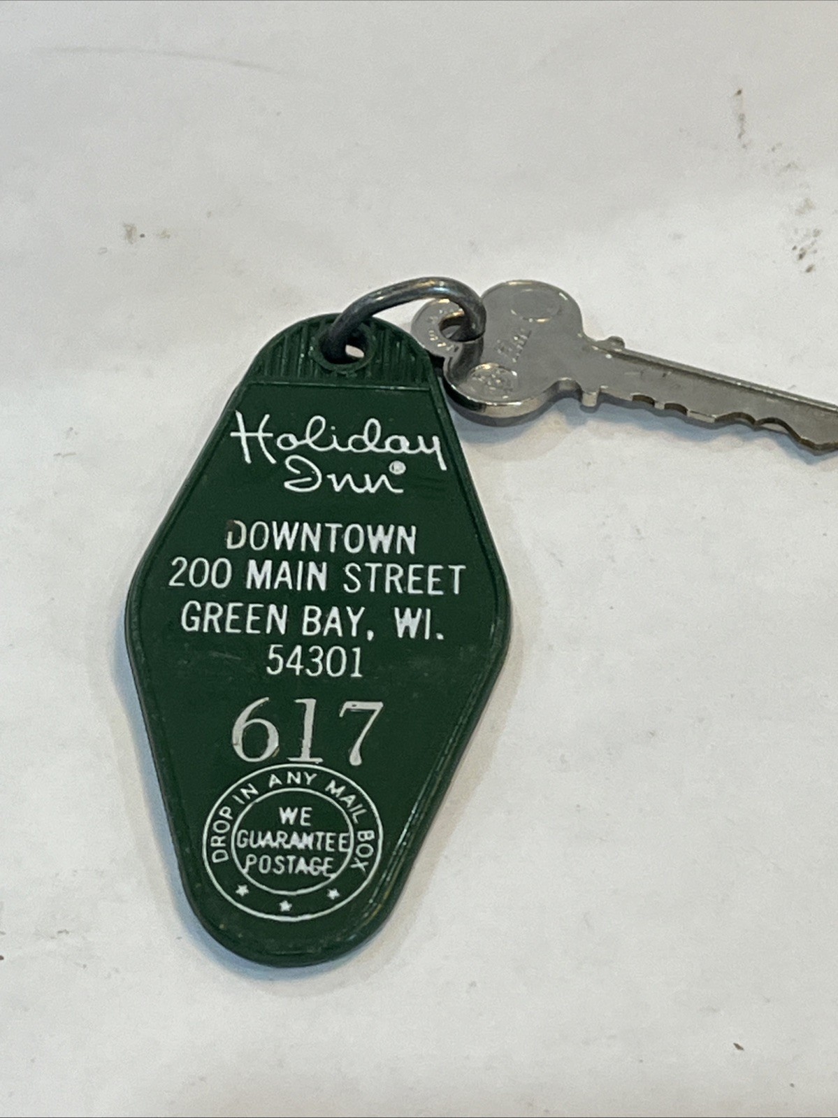 Vintage Holiday Inn Motel Room Key Fob Green Bay, Wisconsin Room 617 w/ Key