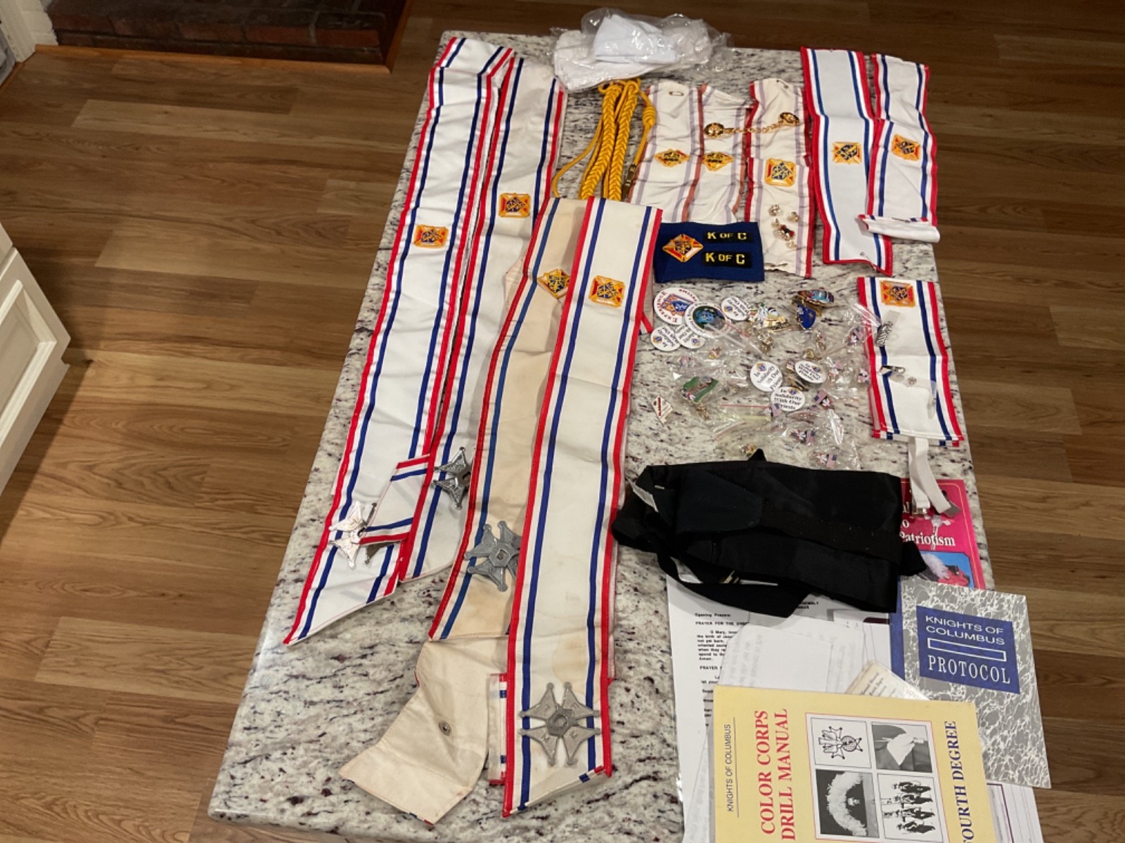 Vintage Knights Of Columbus Sashes, Pins and Medals lot....