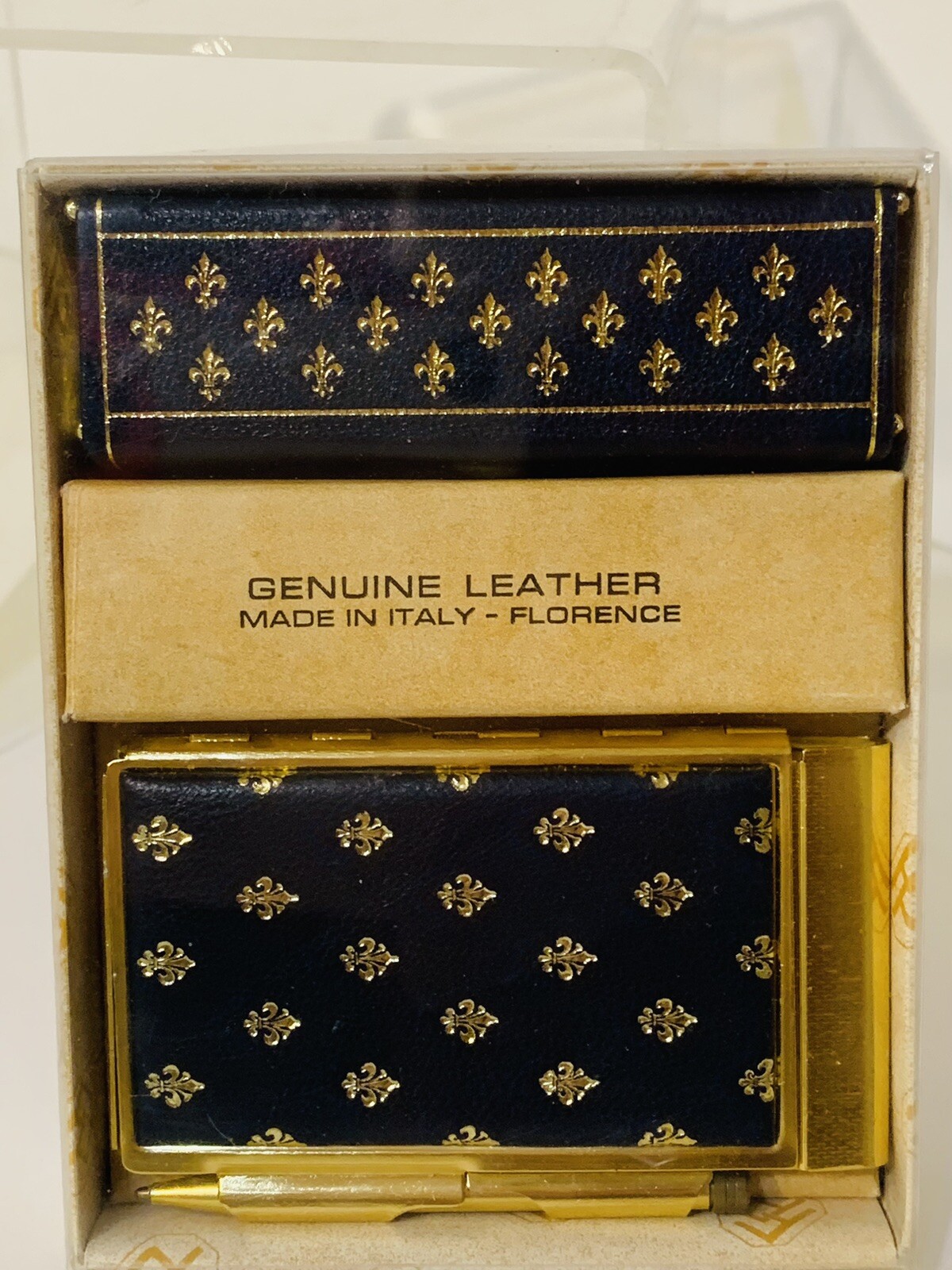 VTG BREVETTATO Italian Genuine Leather Lipstick Holder w/ Mirror & Address Book