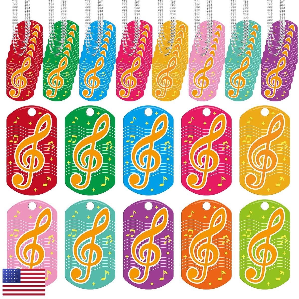 Liliaafar 60 Set Music Theme Dog Tags Student Incentive Necklaces Bulk Acrylic