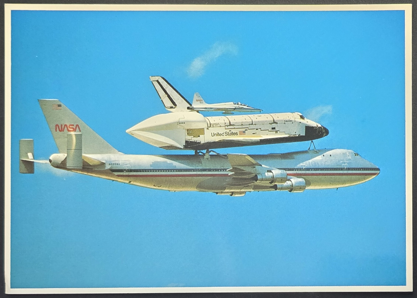 1982 NASA Space Shuttle Columbia on Boeing 747 Vintage Postcard Impact Photo
