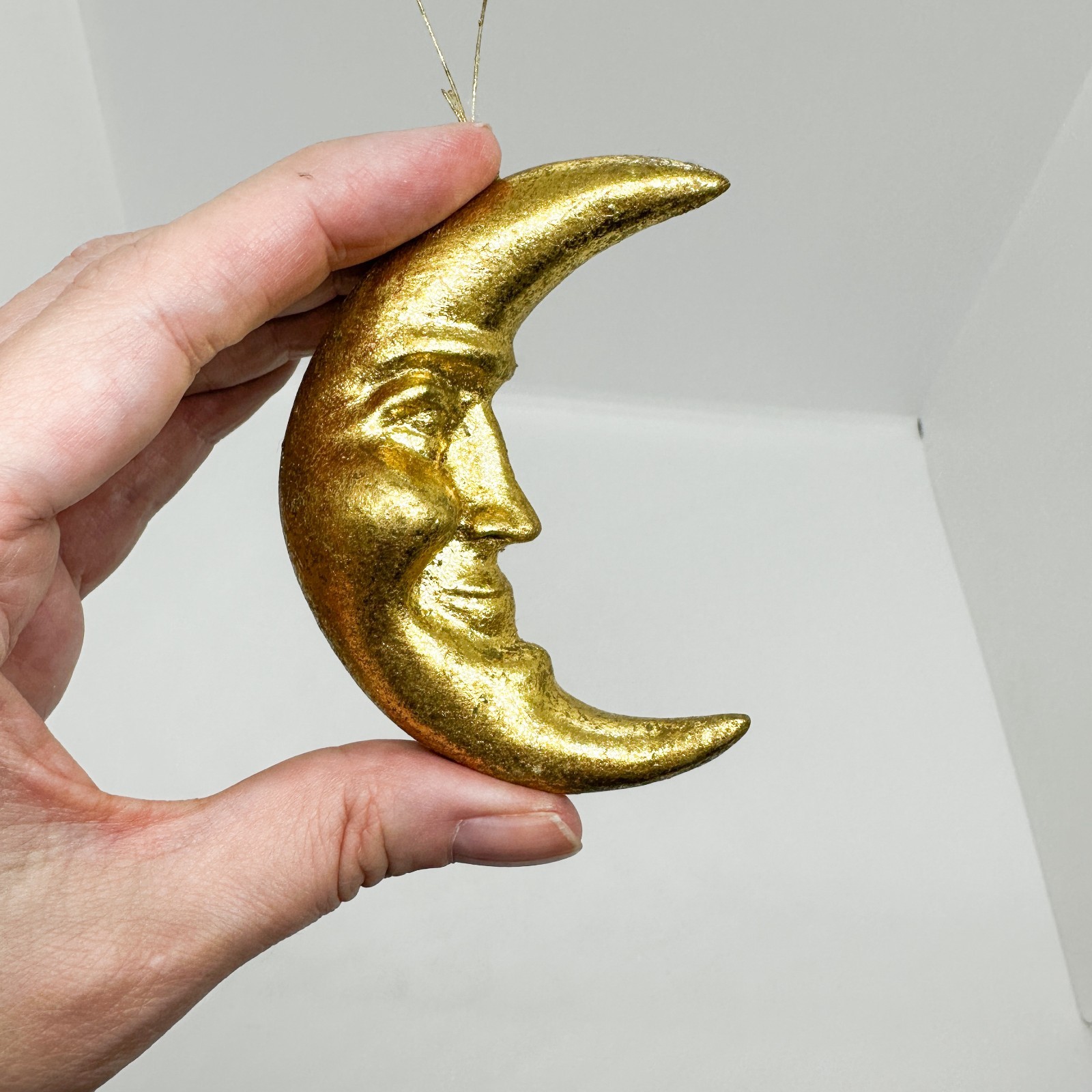 Vtg Dept. 56 Metallic Moon Face Celestial Witchy Whimsigoth Ornament