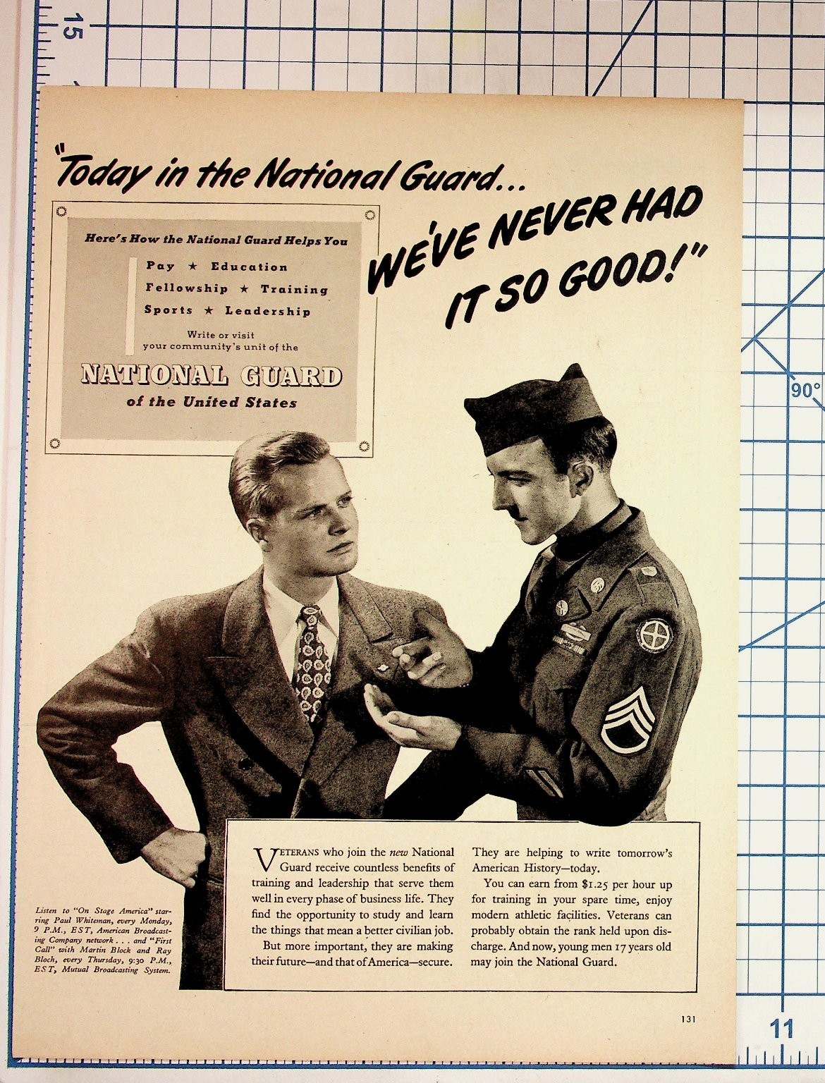 1940s National Guard WWII Era Magazine Ad Recruitment Ephemera Military 1940s National Guard WWII Era Magazine Ad Recruitment Ephemera Military