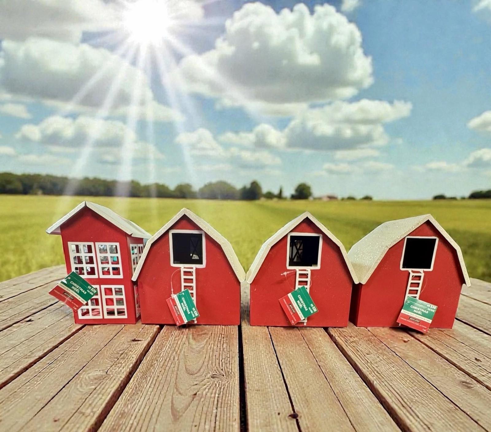 Fireside Christmas Red Metal Barns & Red House Tabletop Decor NEW Lot of 4 Fireside Christmas Red Metal Barns & Red House Tabletop Decor NEW Lot of 4