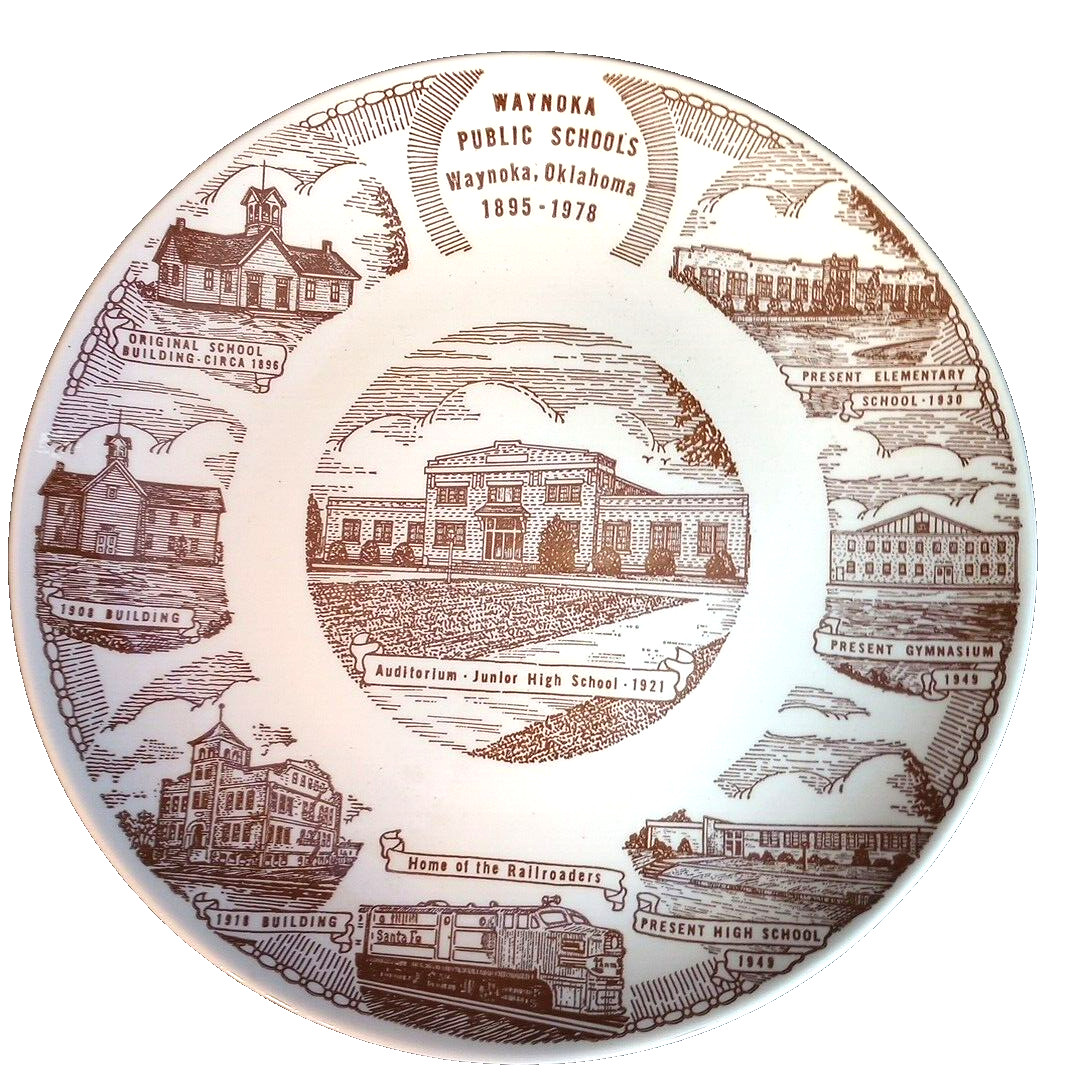 Vtg Waynoka Oklahoma Public Schools 1895 To 1978 Souvenir Plate 10in USA EUC 