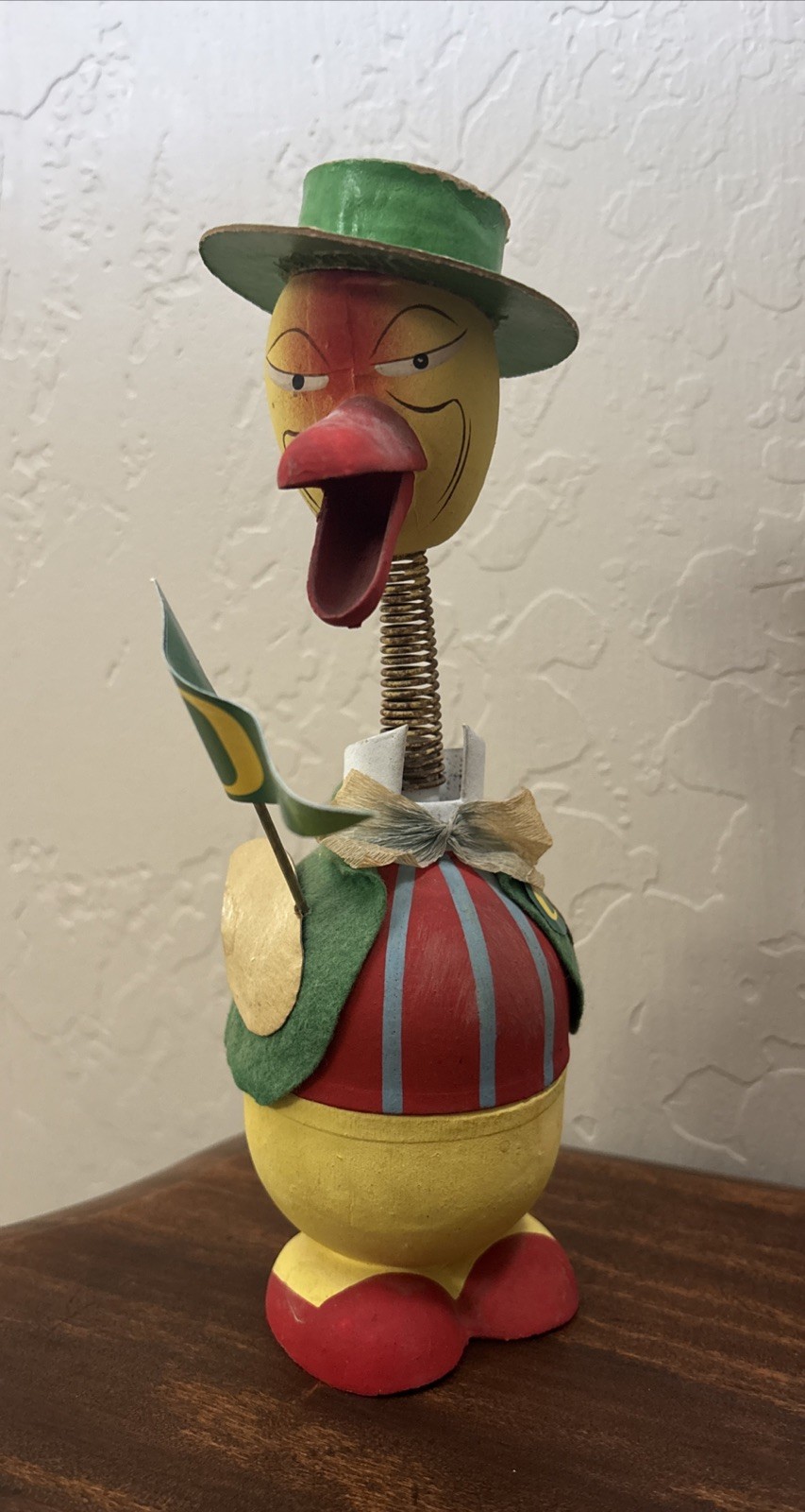 Vintage Paper Mache Nodder 9” BOBBLE HEAD OREGON DUCK-  MADE IN WESTERN GERMANY
