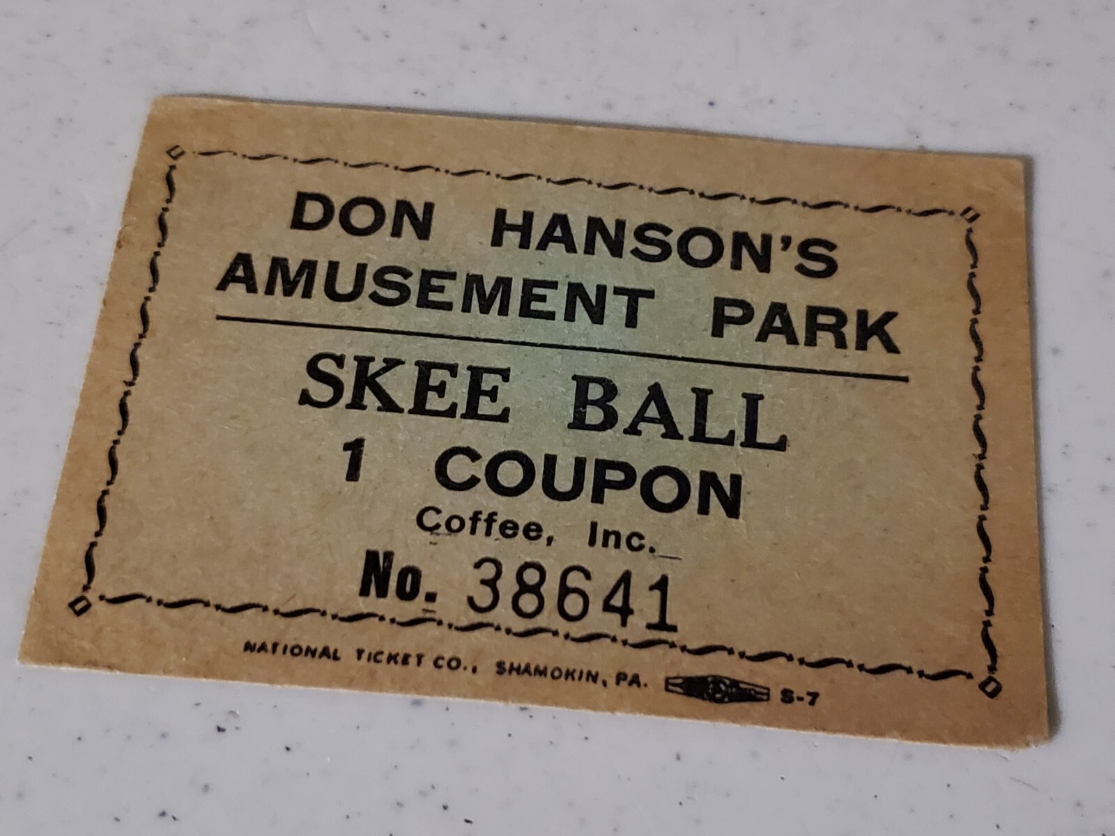 Very Rare Large Vtg Don Hanson\'s Amusement Park Skee Ball Ticket Harveys Lake PA Very Rare Large Vtg Don Hanson\'s Amusement Park Skee Ball Ticket Harveys Lake PA