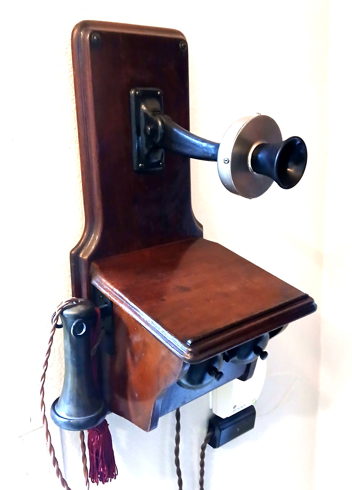 Antique Vintage Mahogany Wall Telephone English 1910 Post Office No.1.  Working