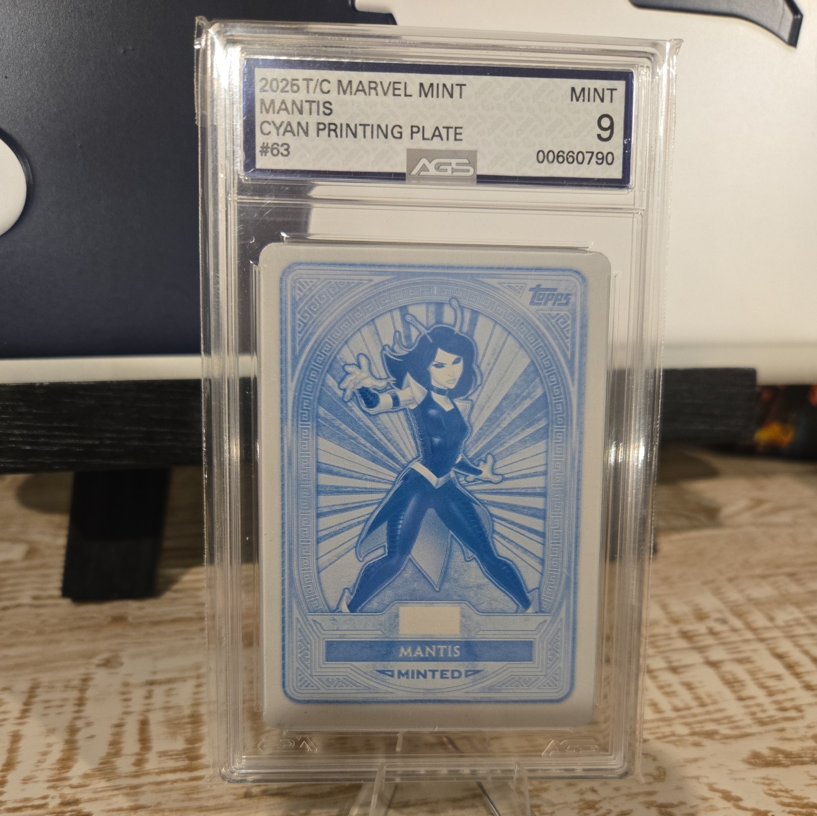 Topps 2025 Marvel Mint MANTIS 1/1 Cyan Printing Plate #49 AGS 9