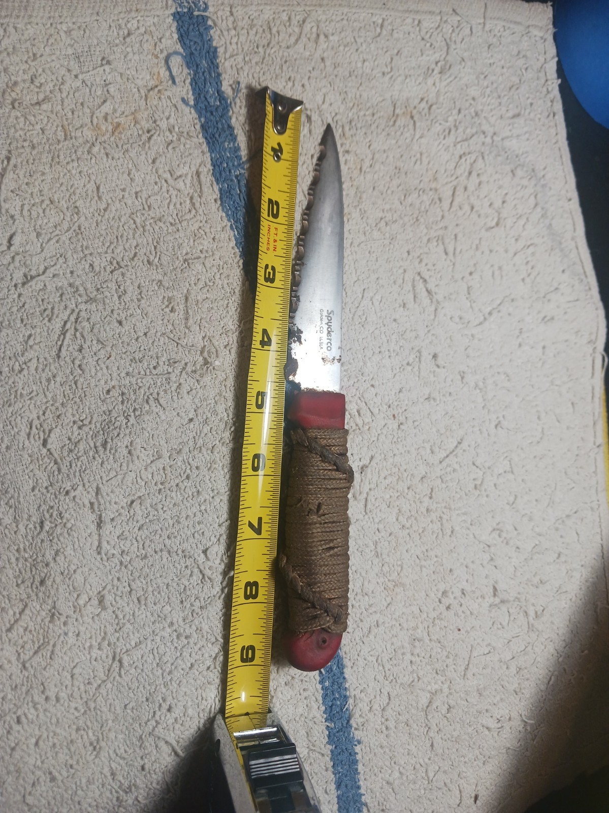 Spyderco Golden Co.  Seki City Japan  On Blade Serrated Aftermarket Cord Wrap