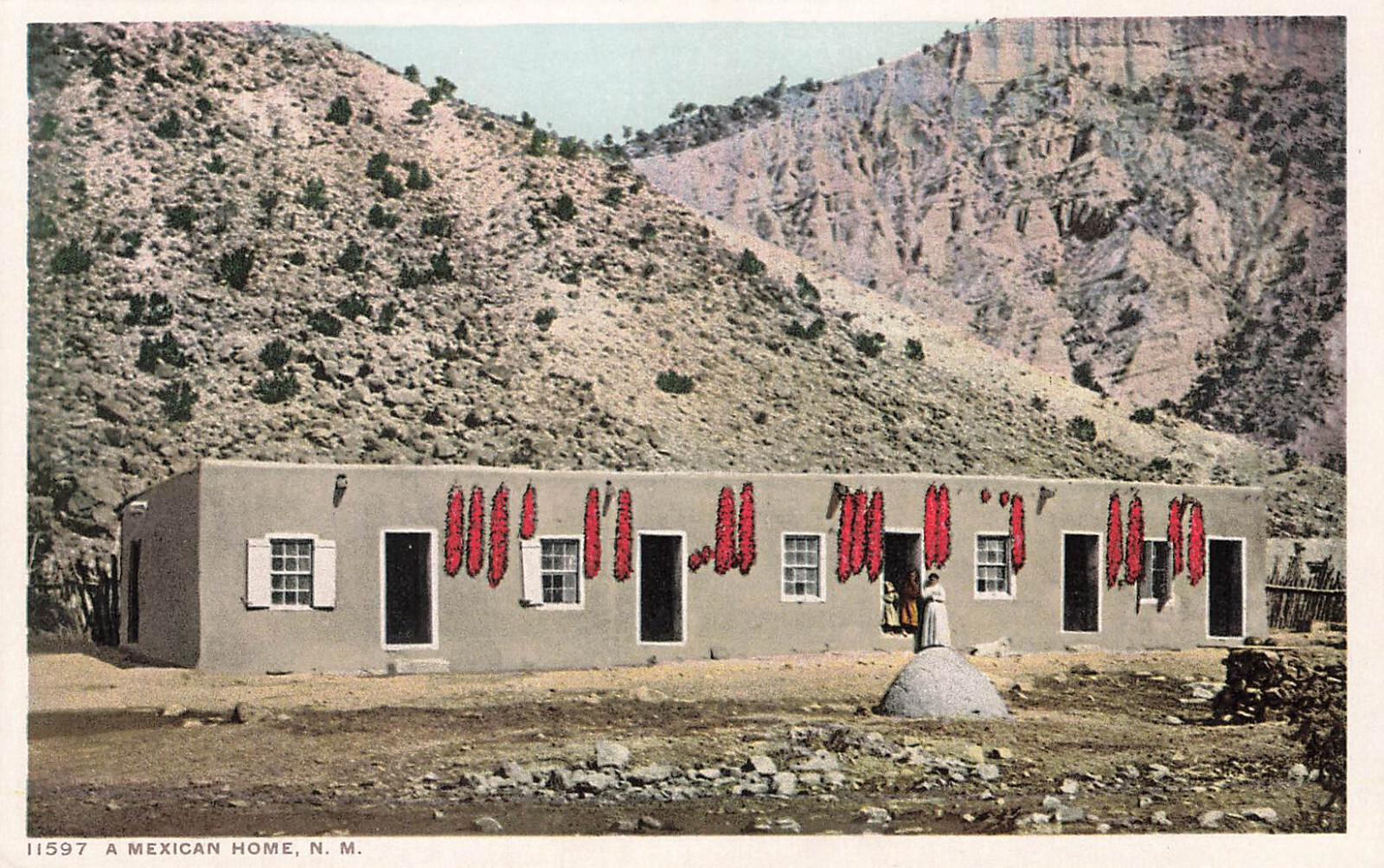 TYPICAL MEXICAN ADOBE HUT HOME POSTCARD ALBUQUERQUE SANTA FE NM NEW MEXICO 1920s