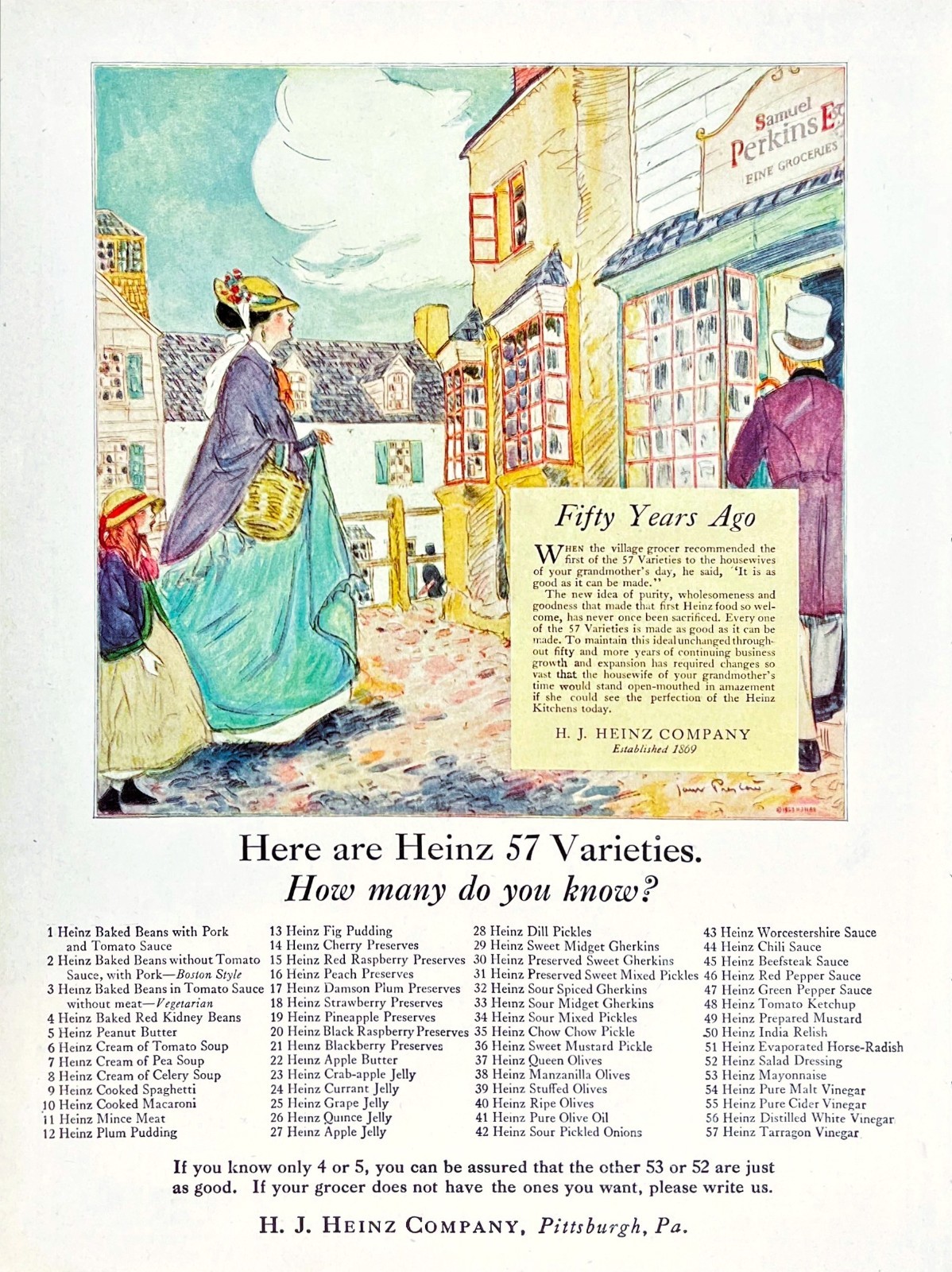 James Preston Low Heinz 57 Varieties Street Scene Vintage 1924 Magazine Print Ad