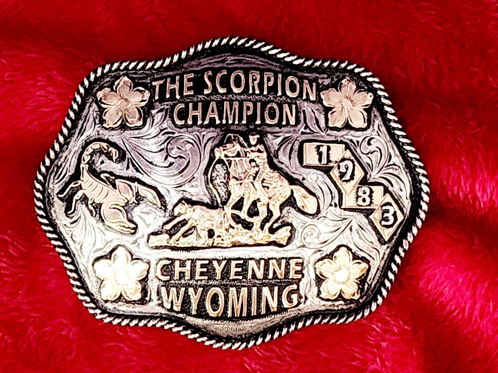 Rodeo Trophy Buckle☆Professional Calf Roping CHAMPION☆Cheyenne Wyoming☆1983☆702