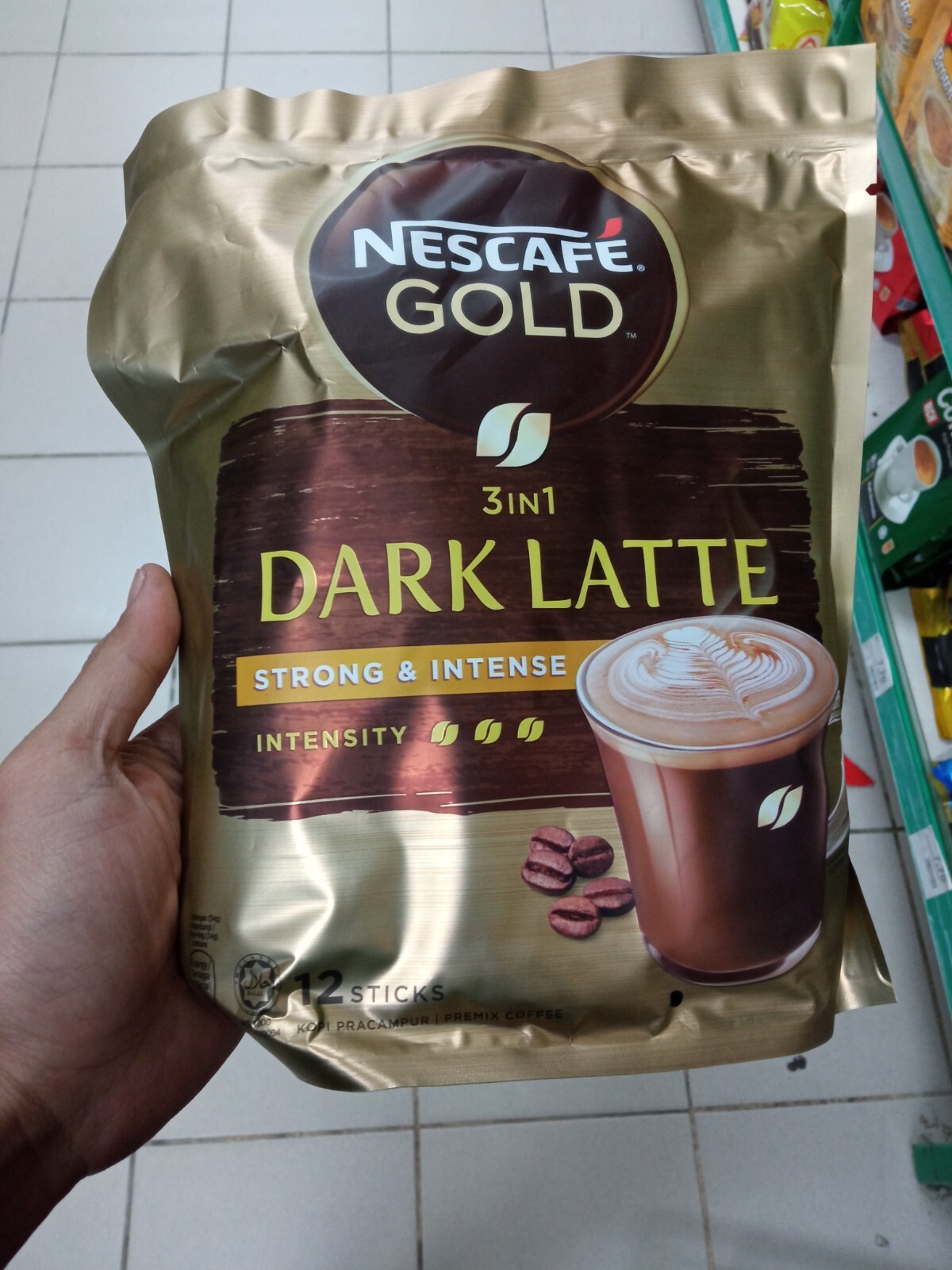 Nescafe Gold Dark Latte Strong & Intense 3 in 1 original  12 Stick 