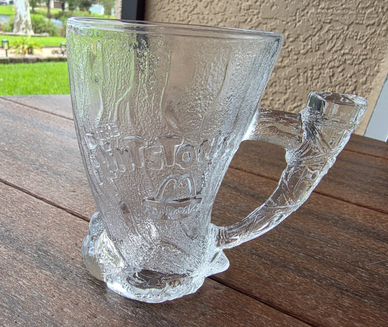 Vintage 1993 McDonald’s The Flintstones “Mammoth Mug” Clear Glass Made In France