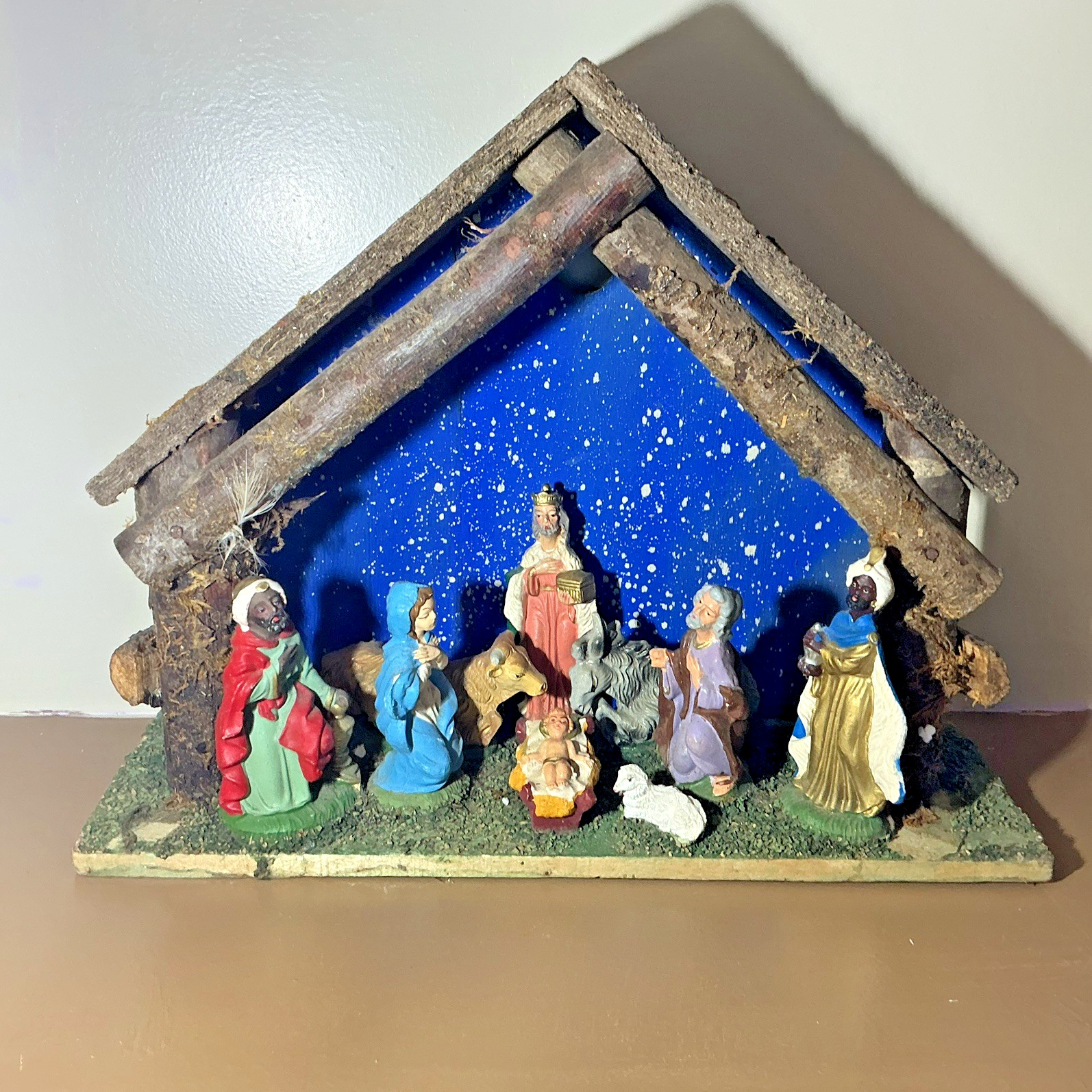 VTG Italian Nativity Set Creche Stable Hand Painted Chalkware Figures Italy VTG Italian Nativity Set Creche Stable Hand Painted Chalkware Figures Italy