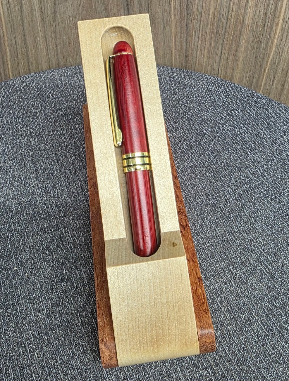 2 Pack Luxury Wood Ballpoint Pen With Desk Display, Laser Engrave Ready