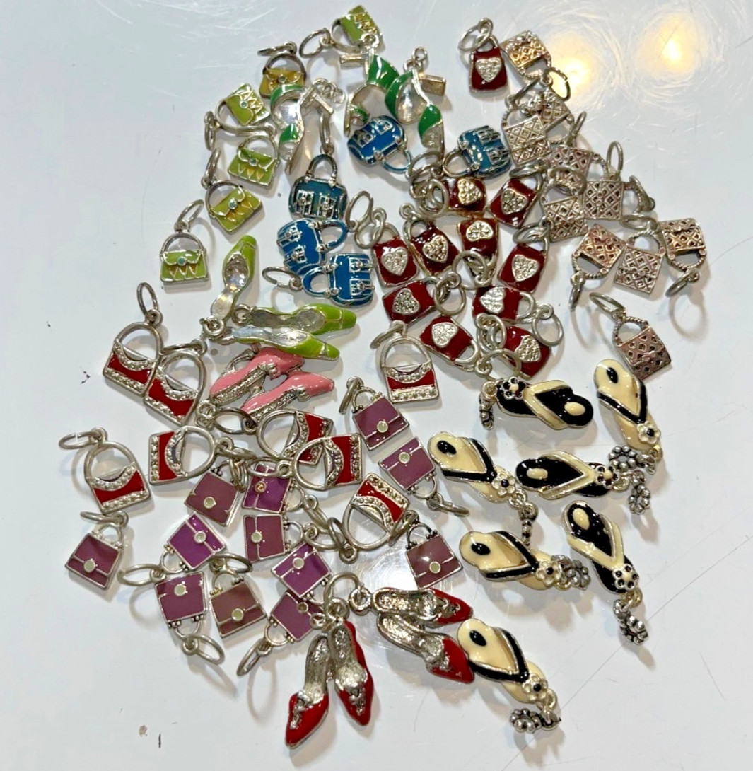 Lot of 69 Enamel Purse Shoe Charms Pendants Mixed Jewelry Making Craft