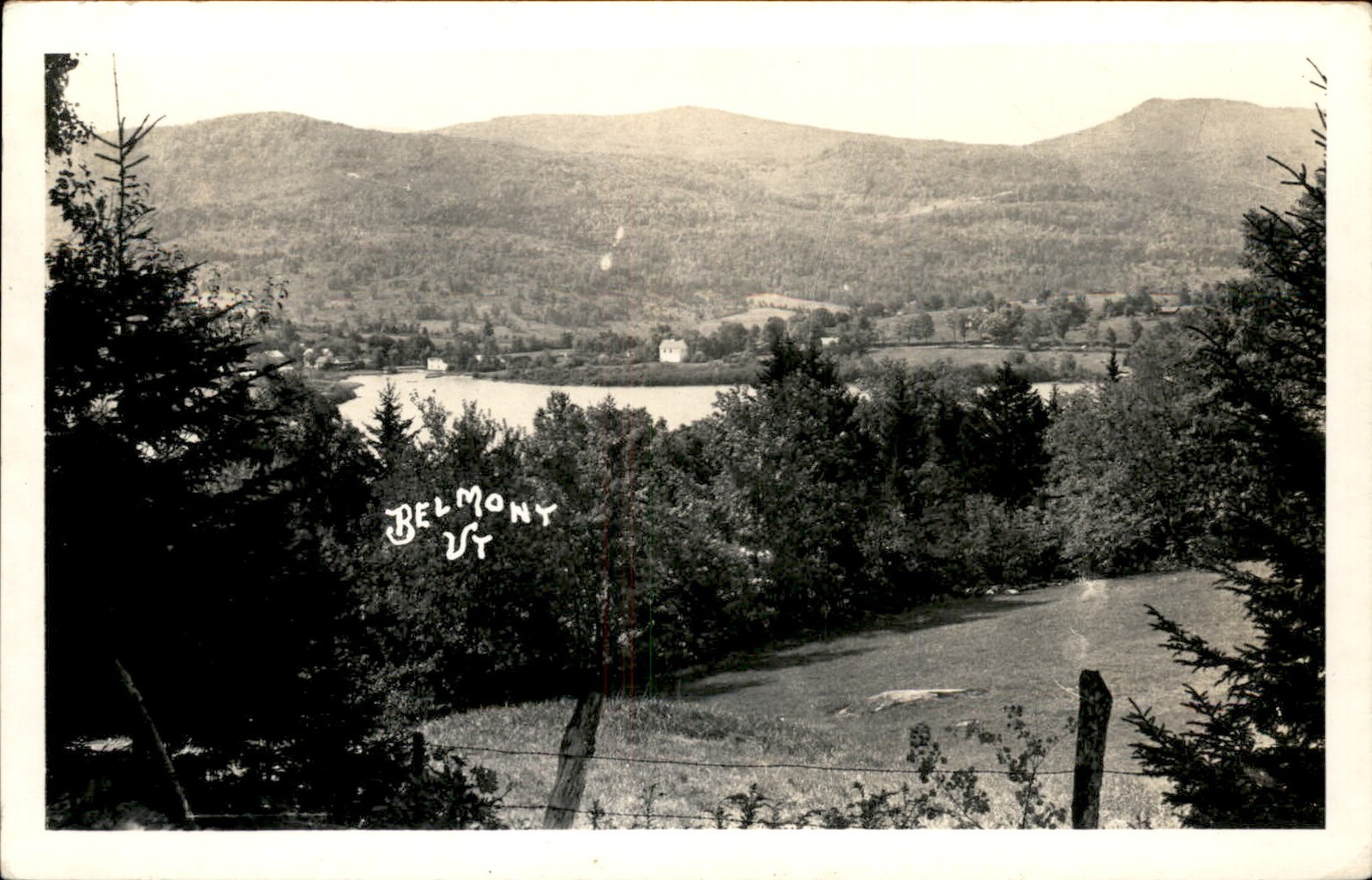 Belmont Vermont VT Mountain Lake View c1950s-60s Real Photo Vintage Postcard