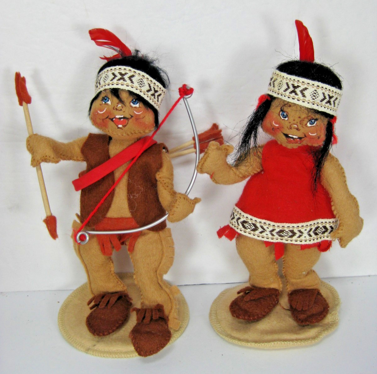 Annalee Vintage Native American Indian Boy & Girl Set of 2 USA 1981