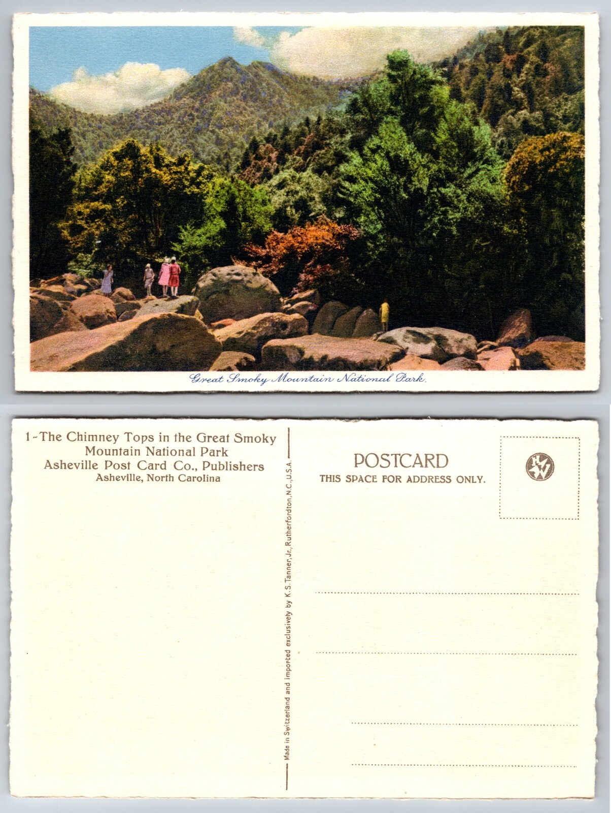 Chimney Tops Great Smoky Mountains National Park Tennessee TN Postcard