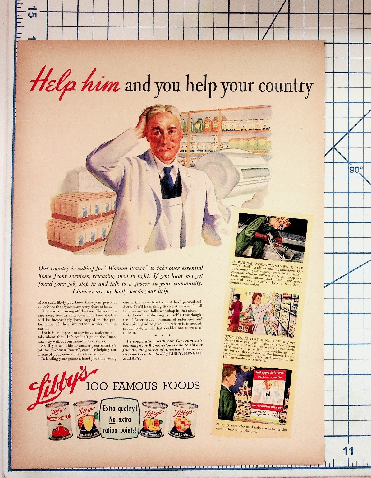 WWII Libby\'s Ad Woman Power Homefront Grocer War Manpower Propaganda WWII Libby\'s Ad Woman Power Homefront Grocer War Manpower Propaganda