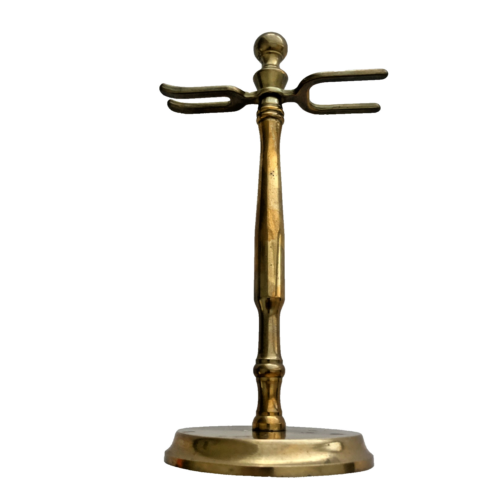 Vintage Solid Brass Shaving Stand Razor Brush Display Stand Hollywood Regency