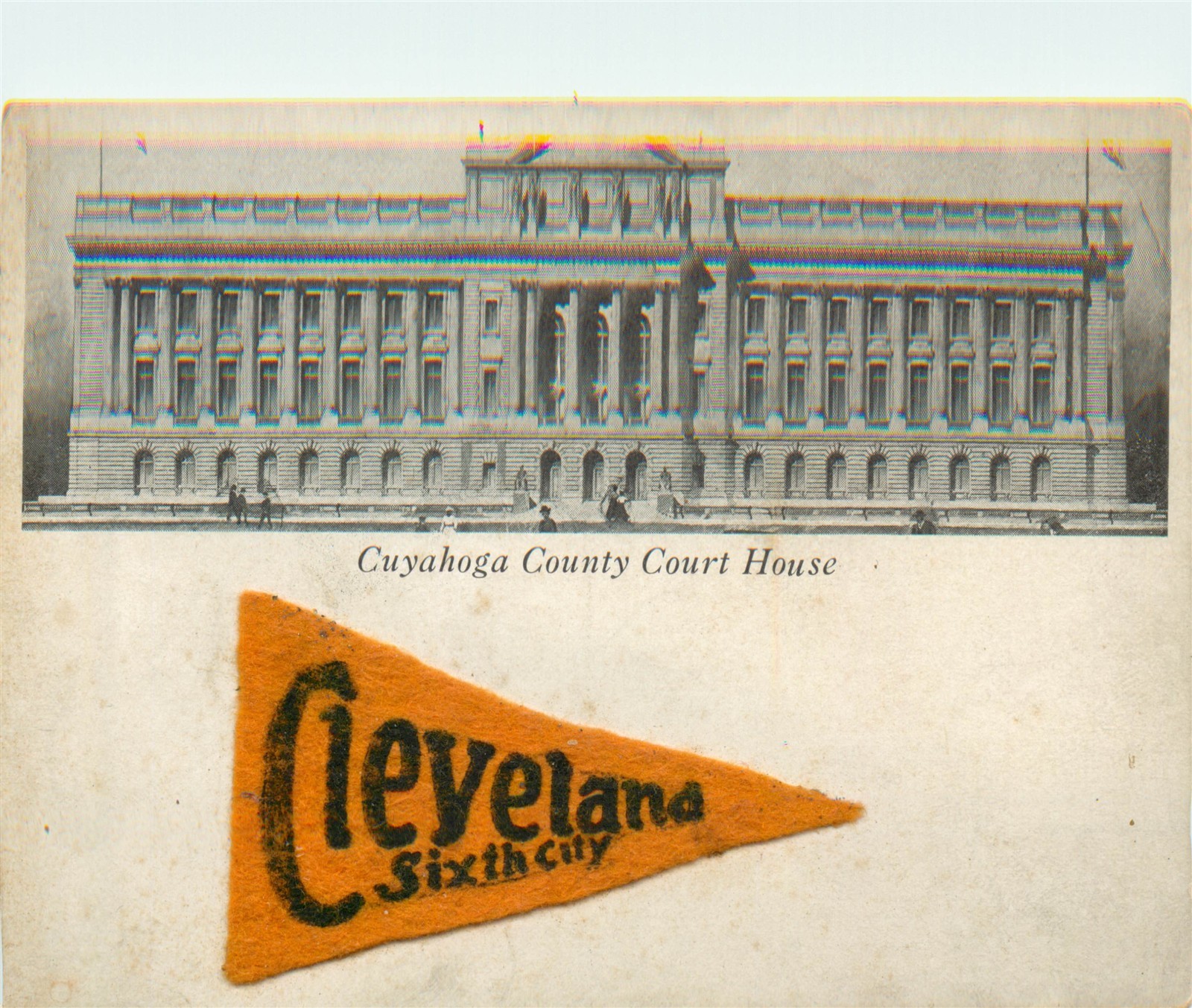 Pennant Felt Cleveland OH Cuyahoga County Courthouse ca 1910 Postcard