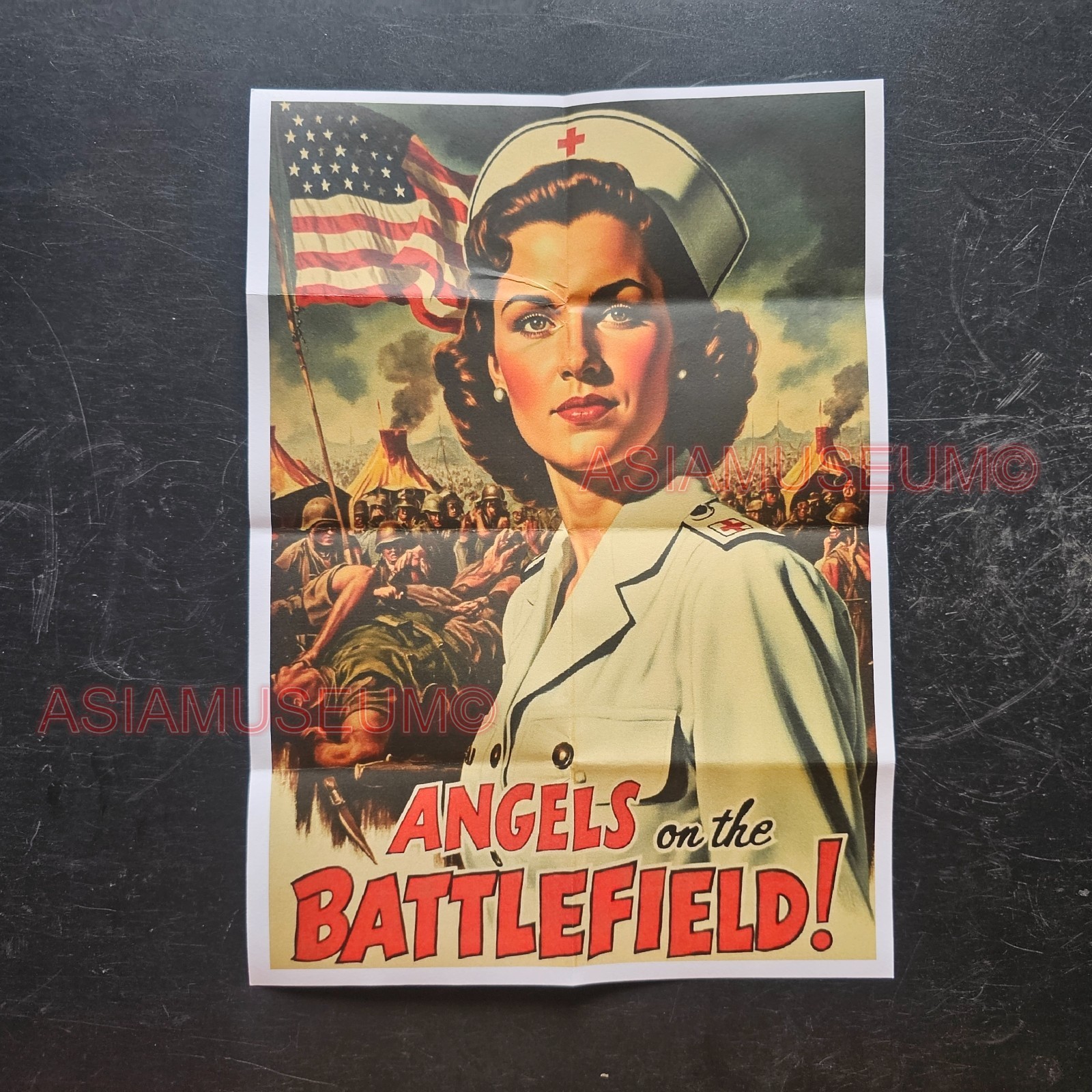 1942 WW2 USA AMERICA WOMEN JOIN RED CROSS ARMY ANGEL WAR PROPAGANDA POSTER L616