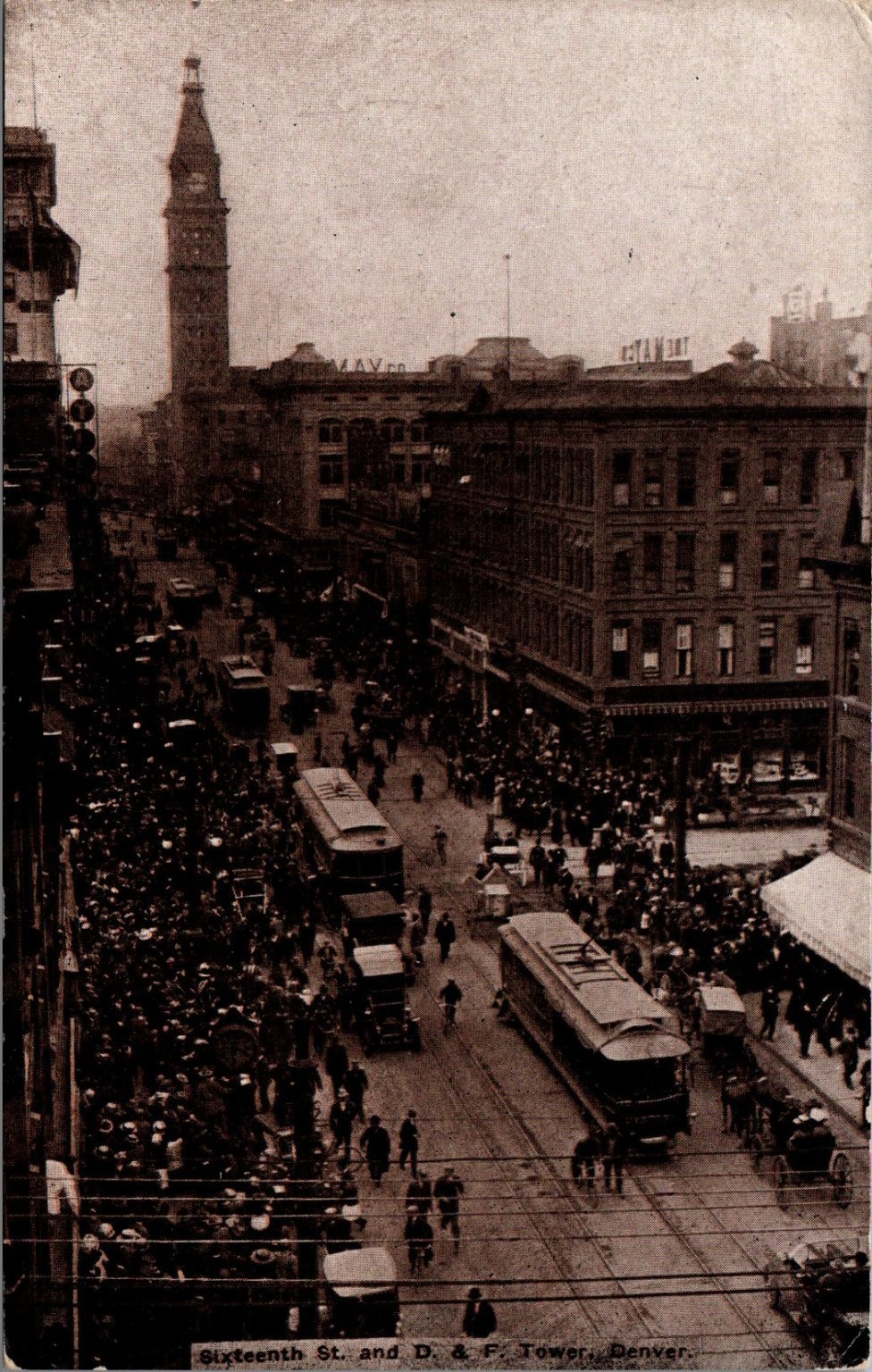 Denver 16th St & D&F Tower Postcard - Busy Street Scene, Early 1900s RPPC Denver 16th St & D&F Tower Postcard - Busy Street Scene, Early 1900s RPPC