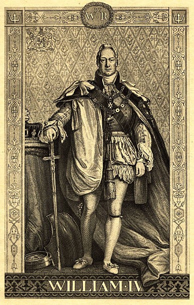 Britain\'s King William IV standing with sword in royal robes garter Old Photo