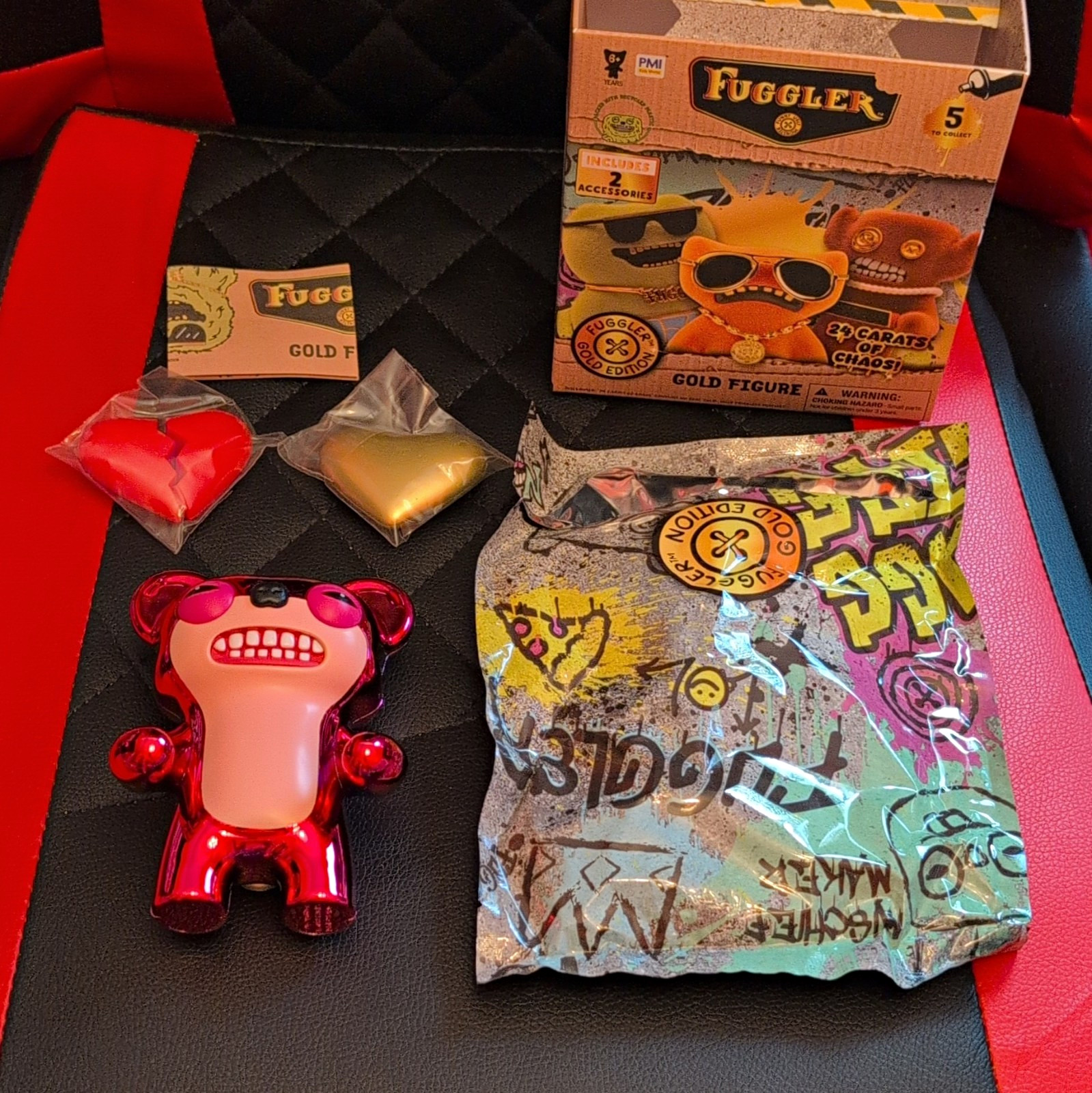 Fuggler Gold Figure Exclusive Red/Pink Plastic Figure w/ Accessory (Opened)