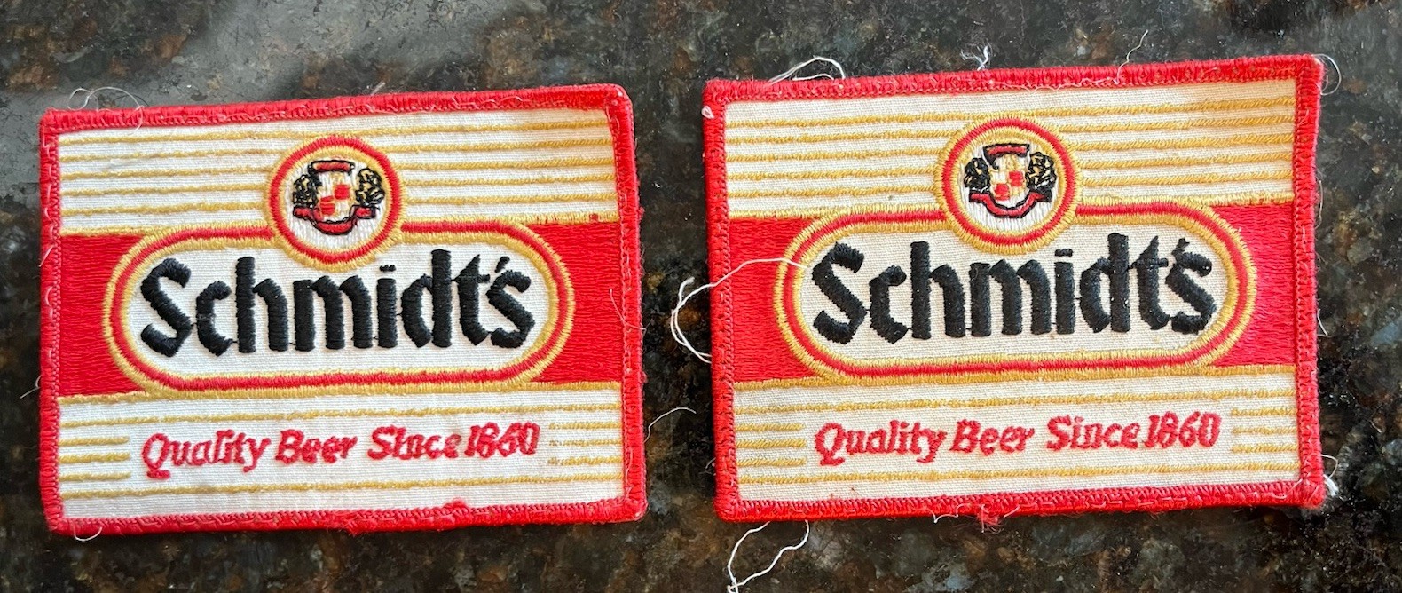Vintage Schmidt's Since 1860 Brewing Beer Distributor Cloth Patch Lot Of 2