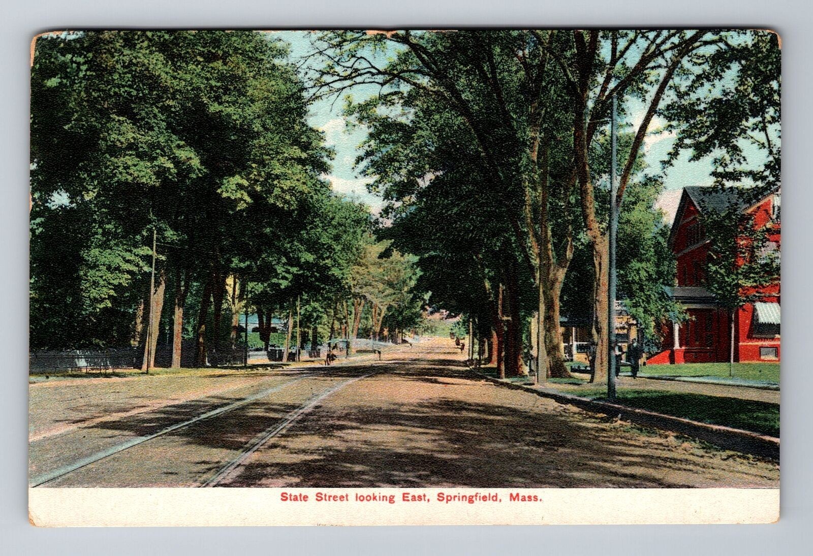 Springfield MA-Massachusetts, State Street Looking East, Vintage c1907 Postcard