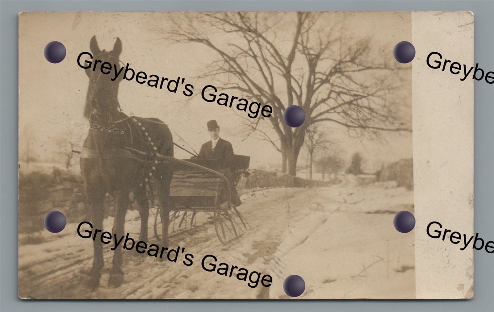 RPPC Horse Drawn Sleigh near NEWVILLE PA Cumberland County Real Photo Postcard