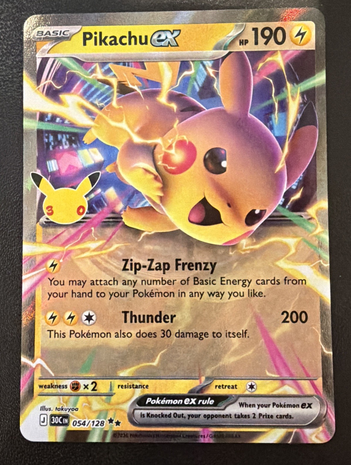 Pokemon TCG 30th Celebration Pikachu ex 054/128
