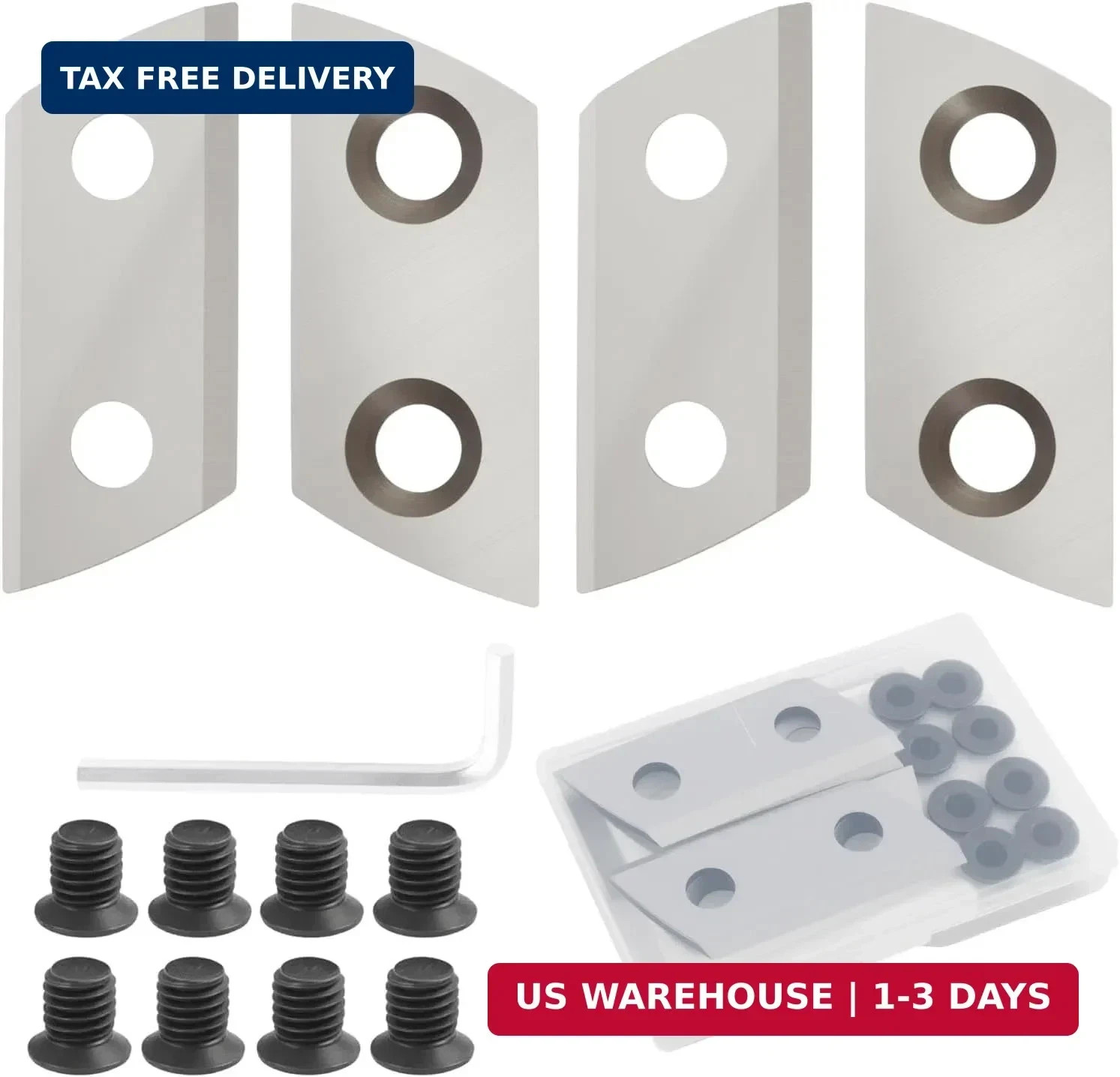 4 Pcs Wood Chipper Blades, Replacement Chipper Shredder Blades with Screws and H