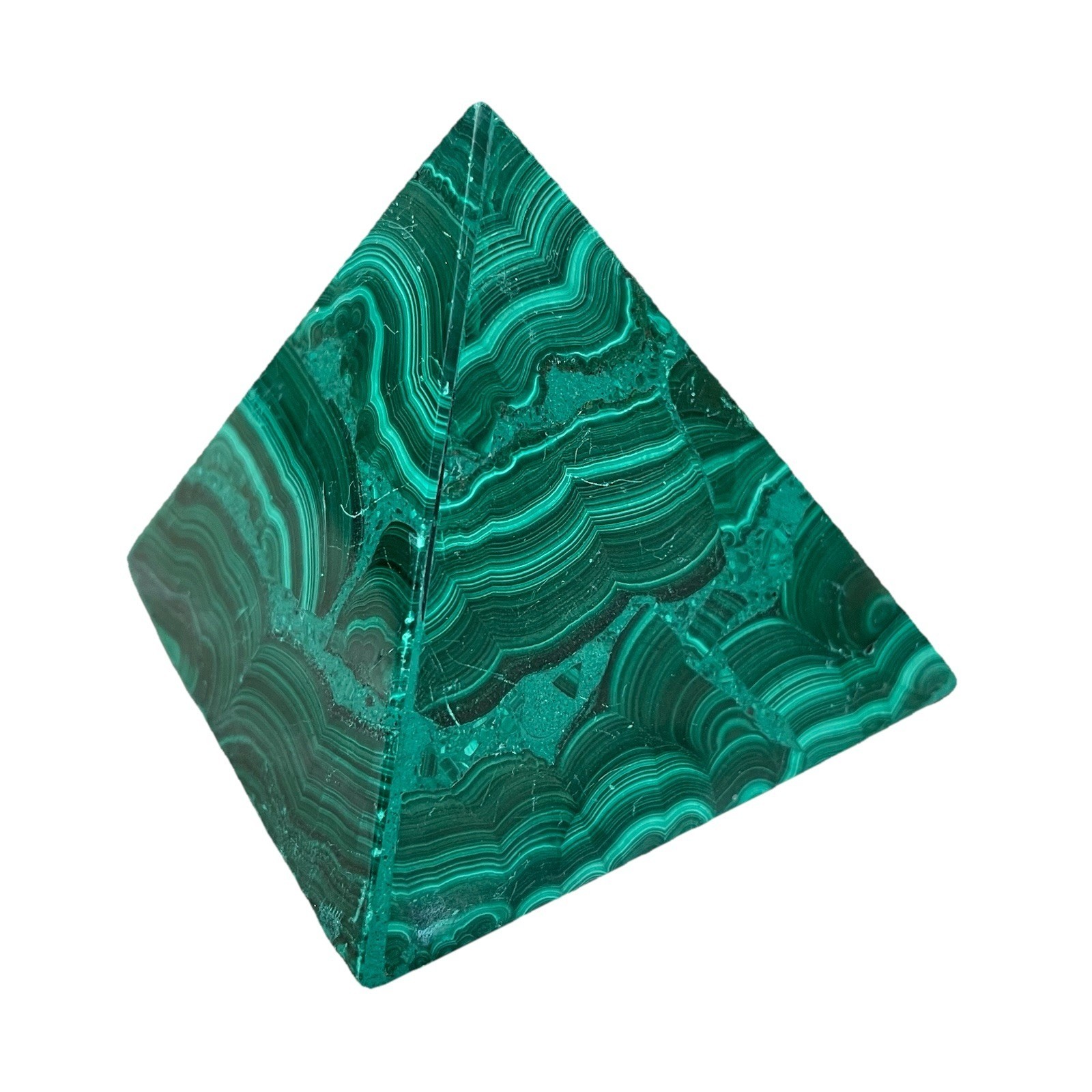 227G Natural Malachite Pyramid Green Banded Gemstone *New