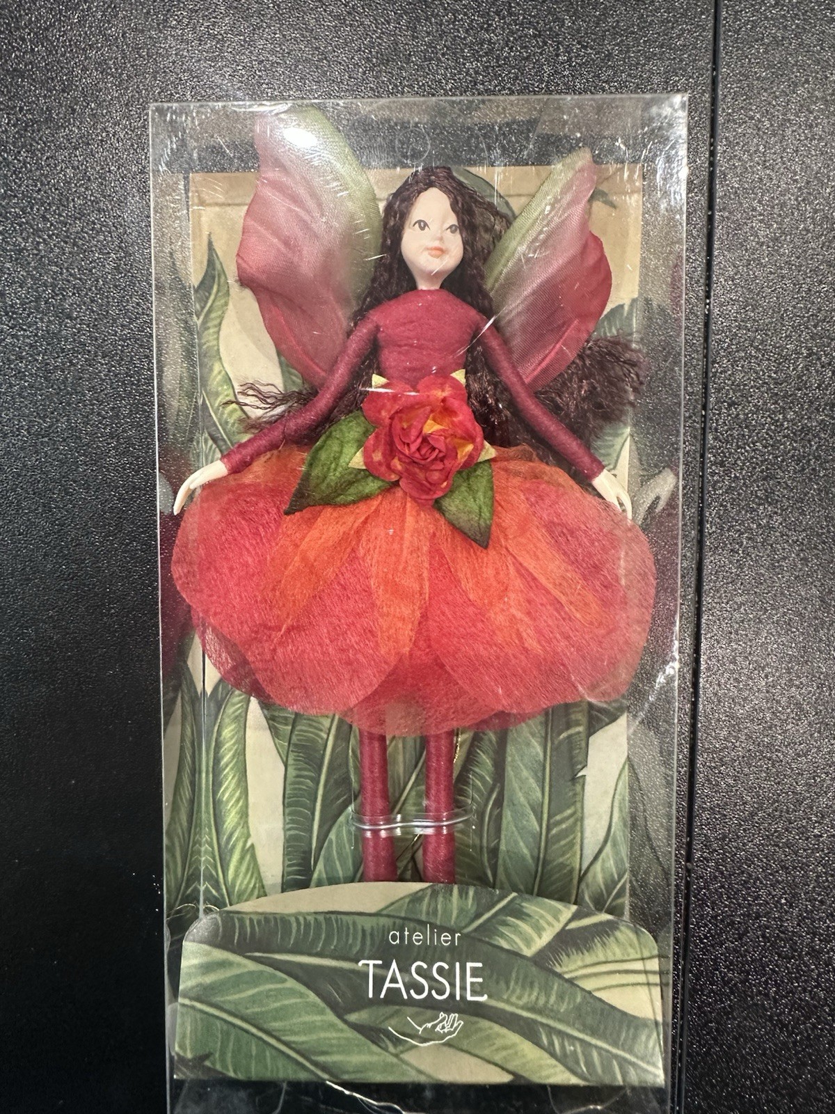 Tassie Fairy #C404 Burgundy 4” Fairy Handmade In Thailand 