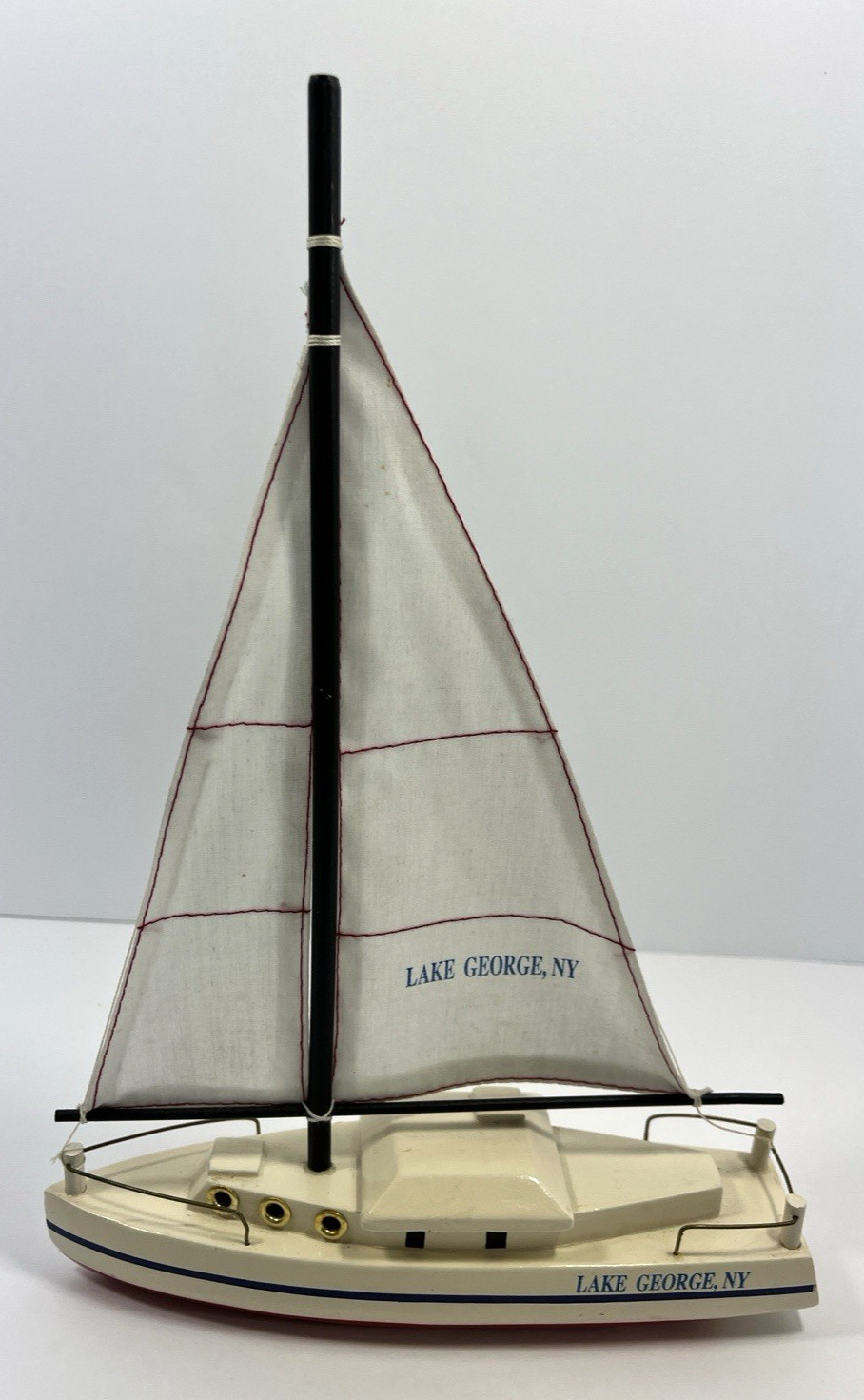 Vintage 1990\'s Lake George NY Souvenir Wooden Sailboat Model 11\
