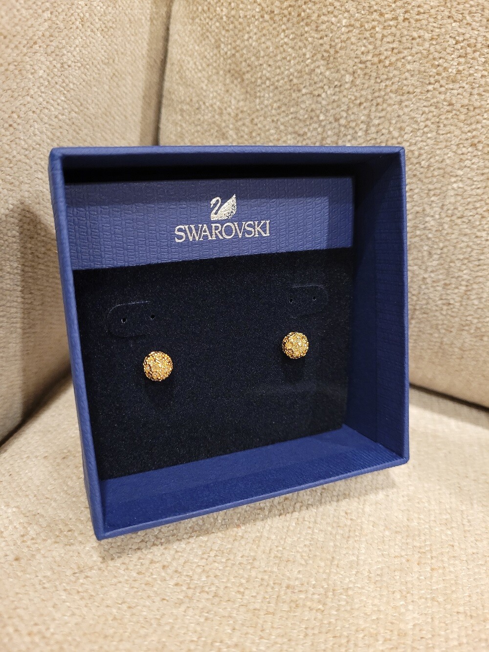 NIB Swarovski Swarovski Euphoria Golden Shadow Pierced Earrings w/ Giftbag