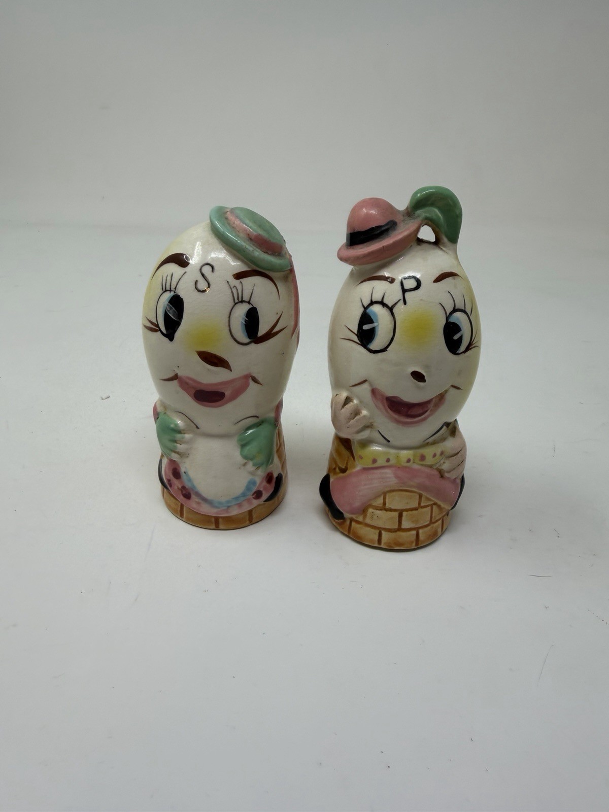 VTG 1950s Humpty Dumpty Enesco Salt & Pepper  SHAKERS Anthropomorphic Kitschy