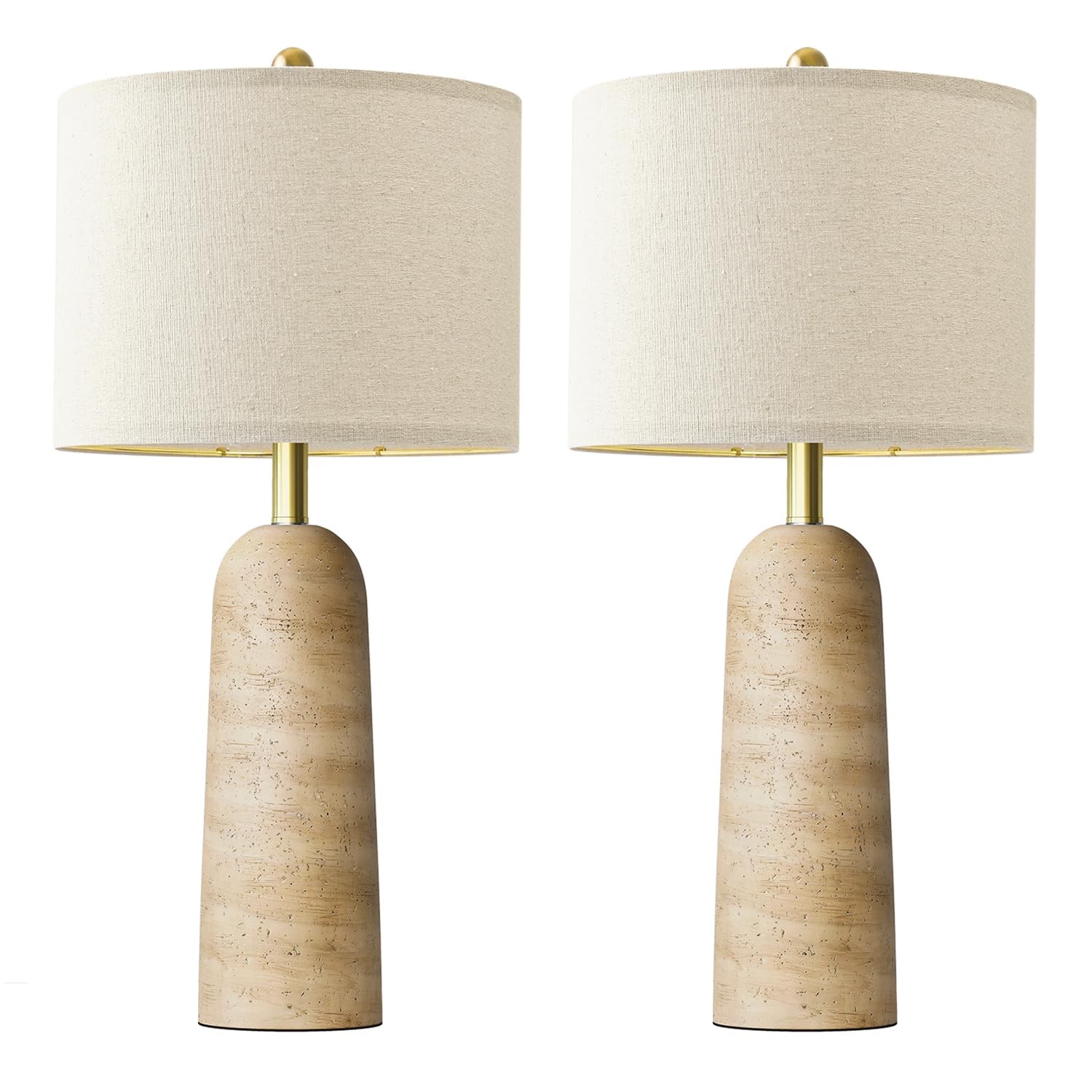 BOBOMOMO Modern Table Lamp Set of 2, Warm Beige Resin 27.25