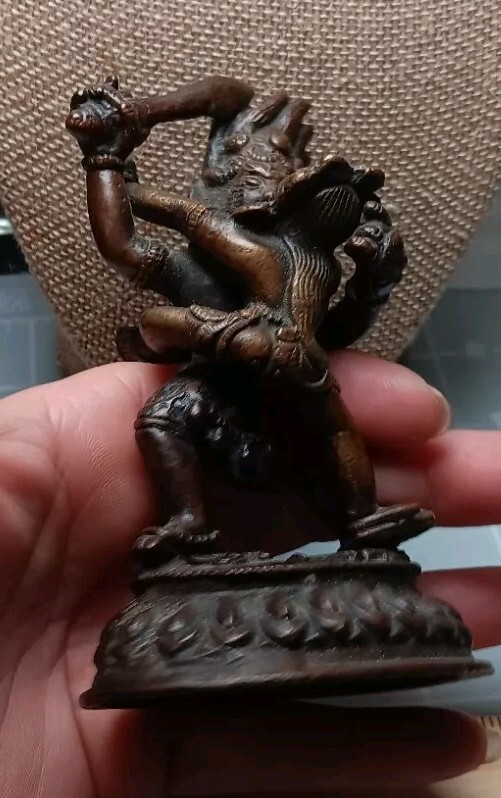 Antique Hindu God Figurine in Bronze, Maha Durga