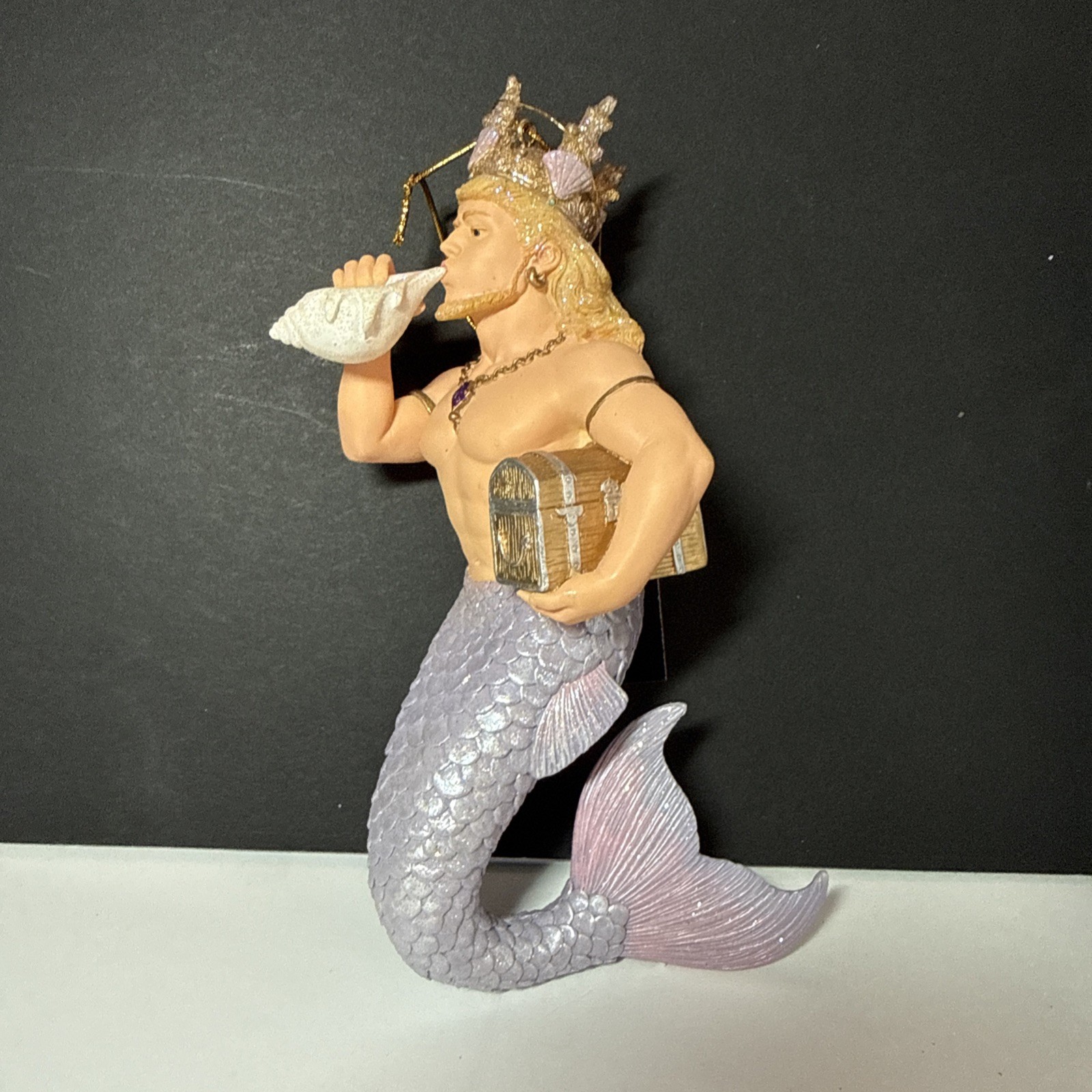 Rare Merman Ornament December Diamonds King Conch , Neptune Box incuded w/tags