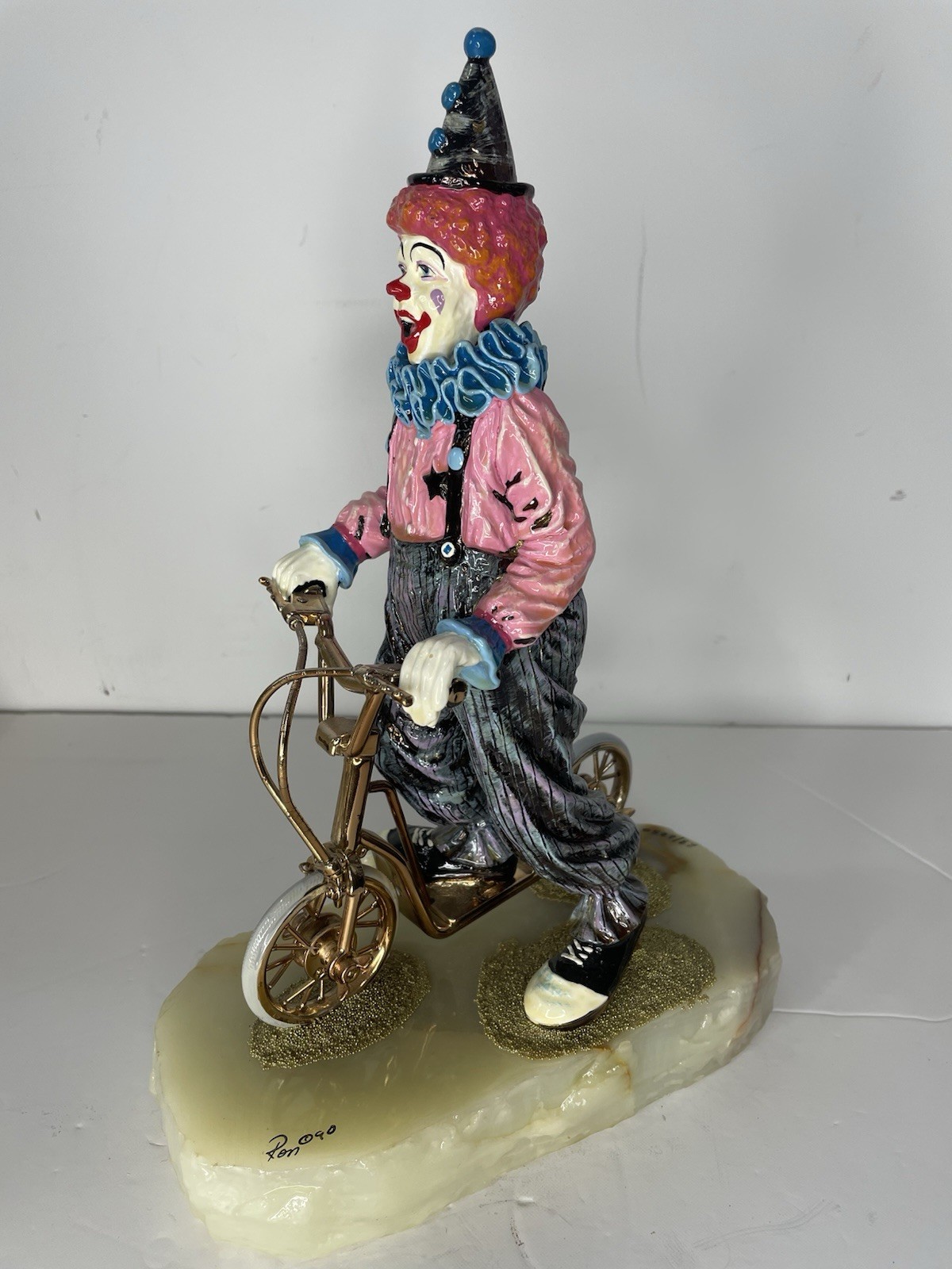 Vintage Ron Lee Scooter Clown 1990 Signed 12.5” Tall Gold Trim 23/2250 LE