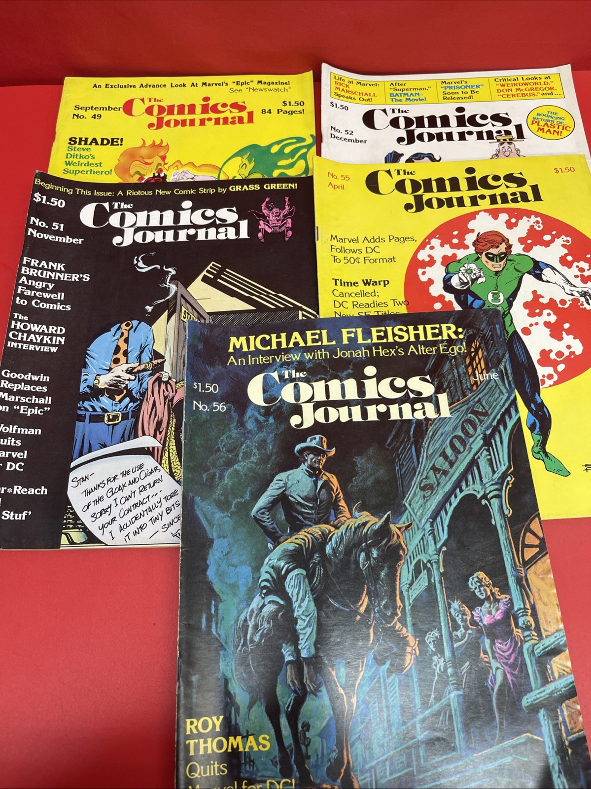 The Comics Journal Lot 5 #49 51 52 55 56 1970s Marvel DC Green Lantern Jonah Hex
